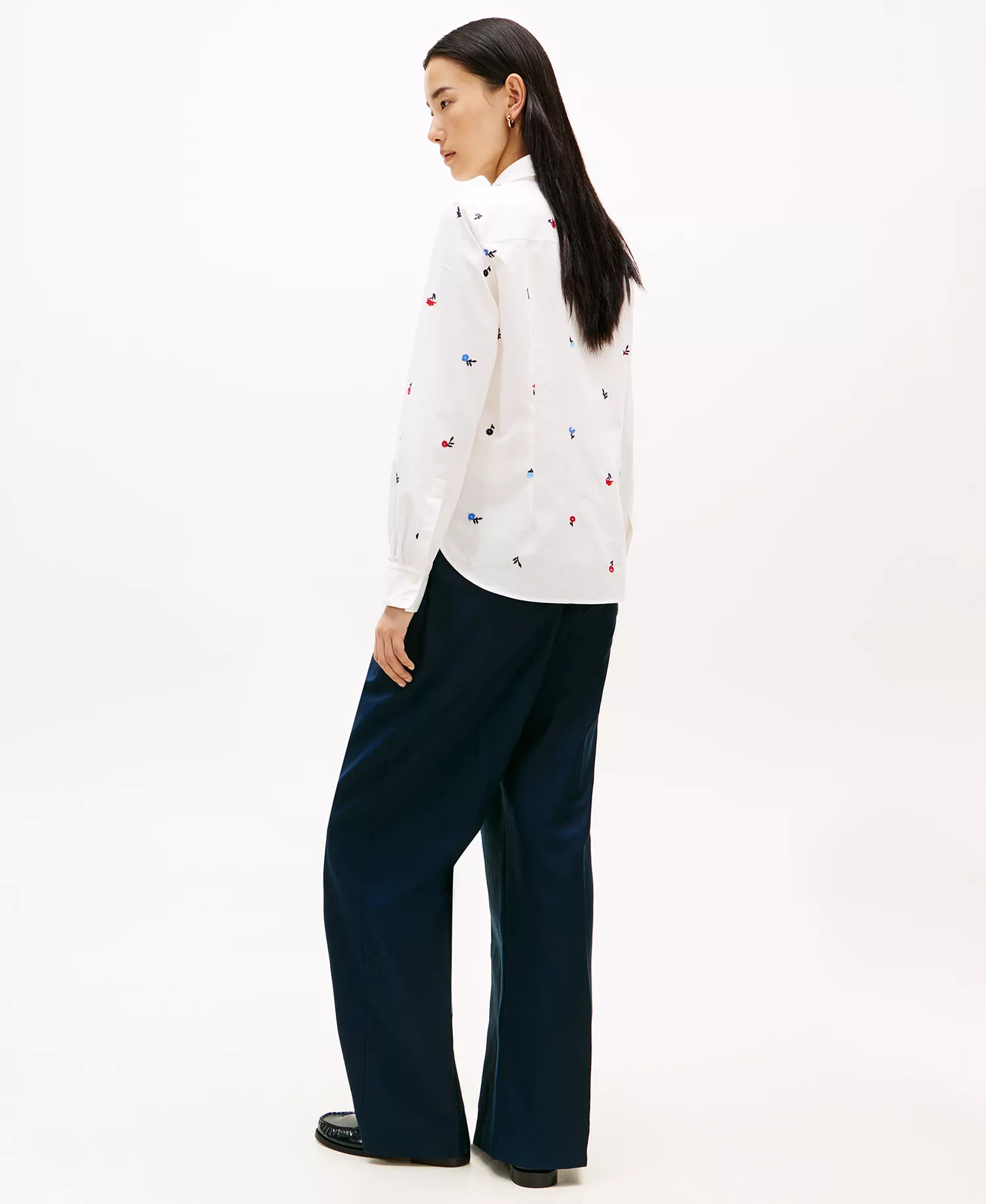 Women's Printed Roll-Tab Collared Shirt - Ecru - L