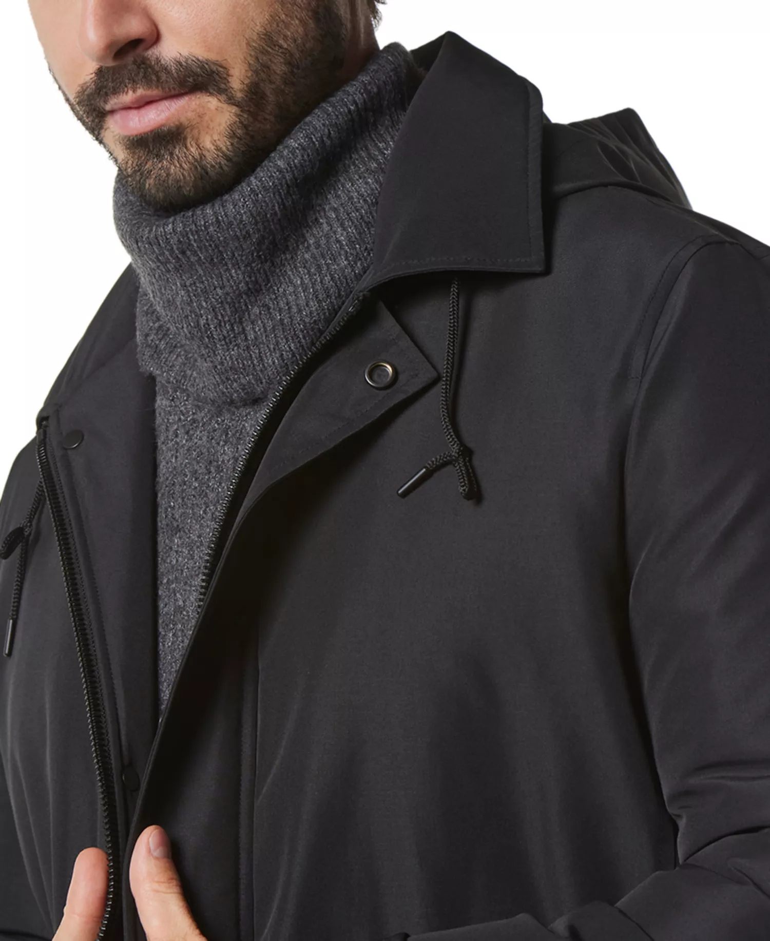 Men's Merrimack City Rain Topper with Removable Hood - Black - 2XL