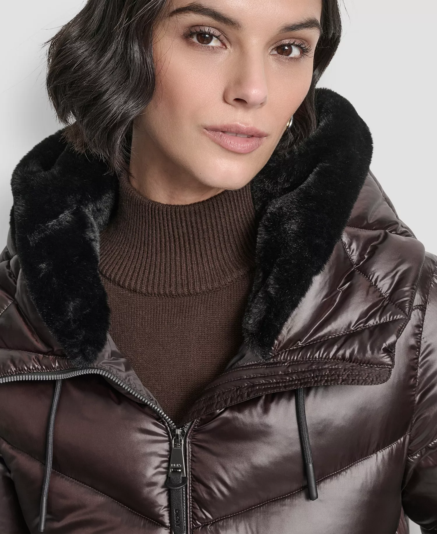 Women's Shine Hooded Puffer Coat - Bitter - L