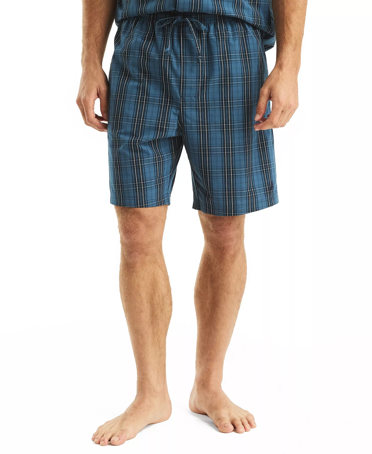 Men's Crafted Plaid Poplin Sleep Short - Ensign Blue - L