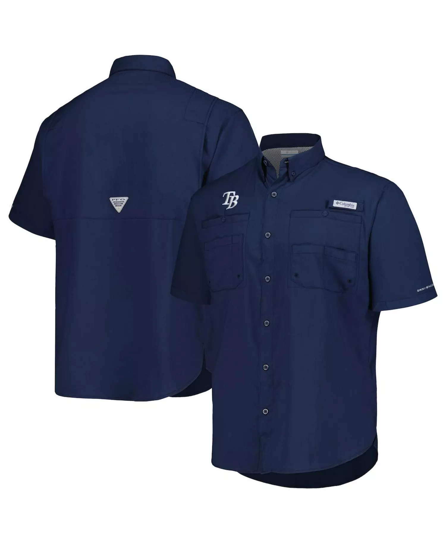 Men's Navy Tampa Bay Rays Tamiami Omni-Shade Button-Down Shirt - Navy - L