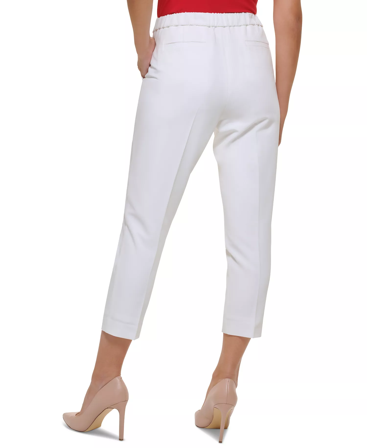 Women's Cropped Elastic-Back Sloane Ankle Pants - Ivory - 10