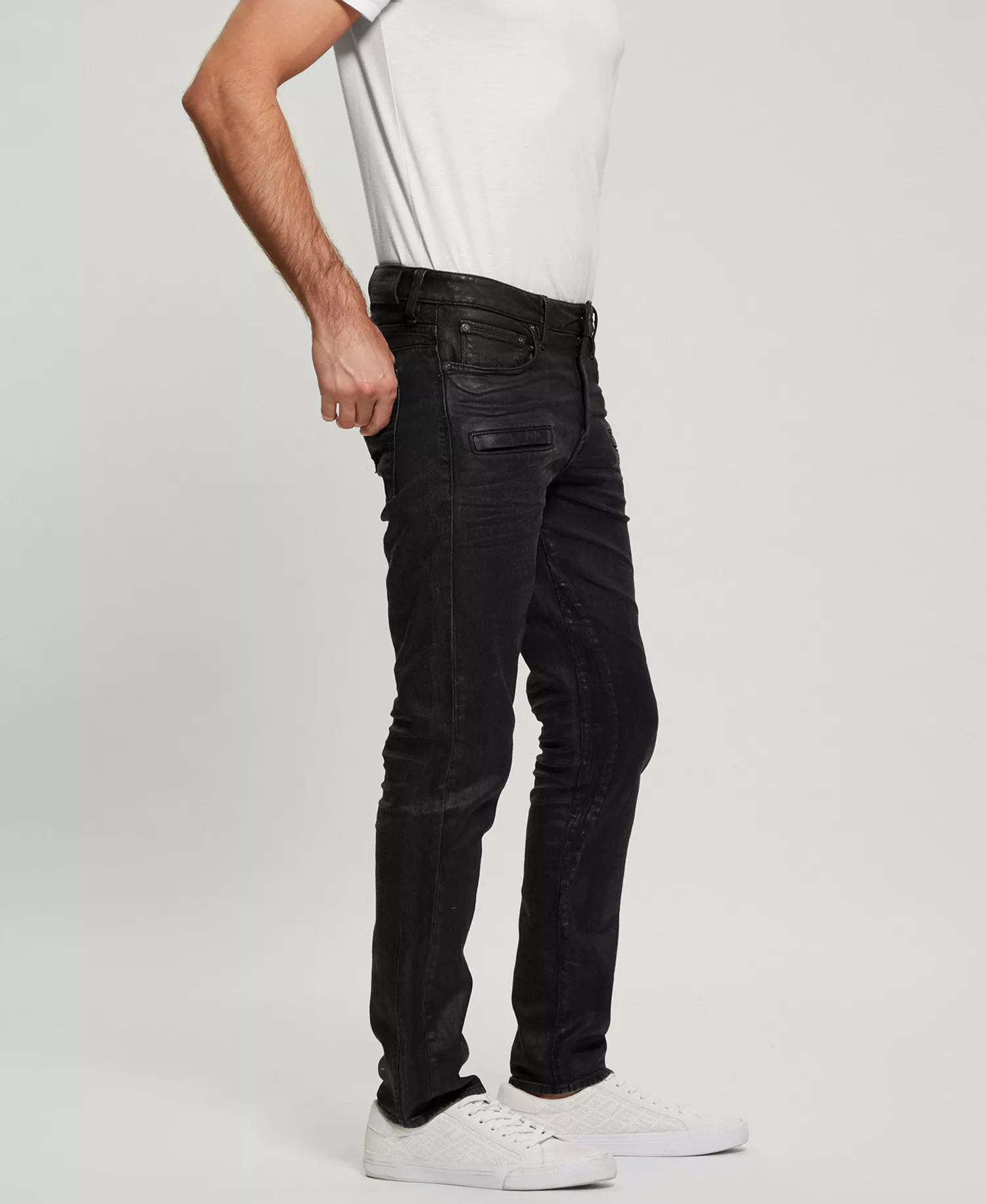 Men's Coated Denim Slim Tapered Zip Jeans - Isotope Black - 31x32
