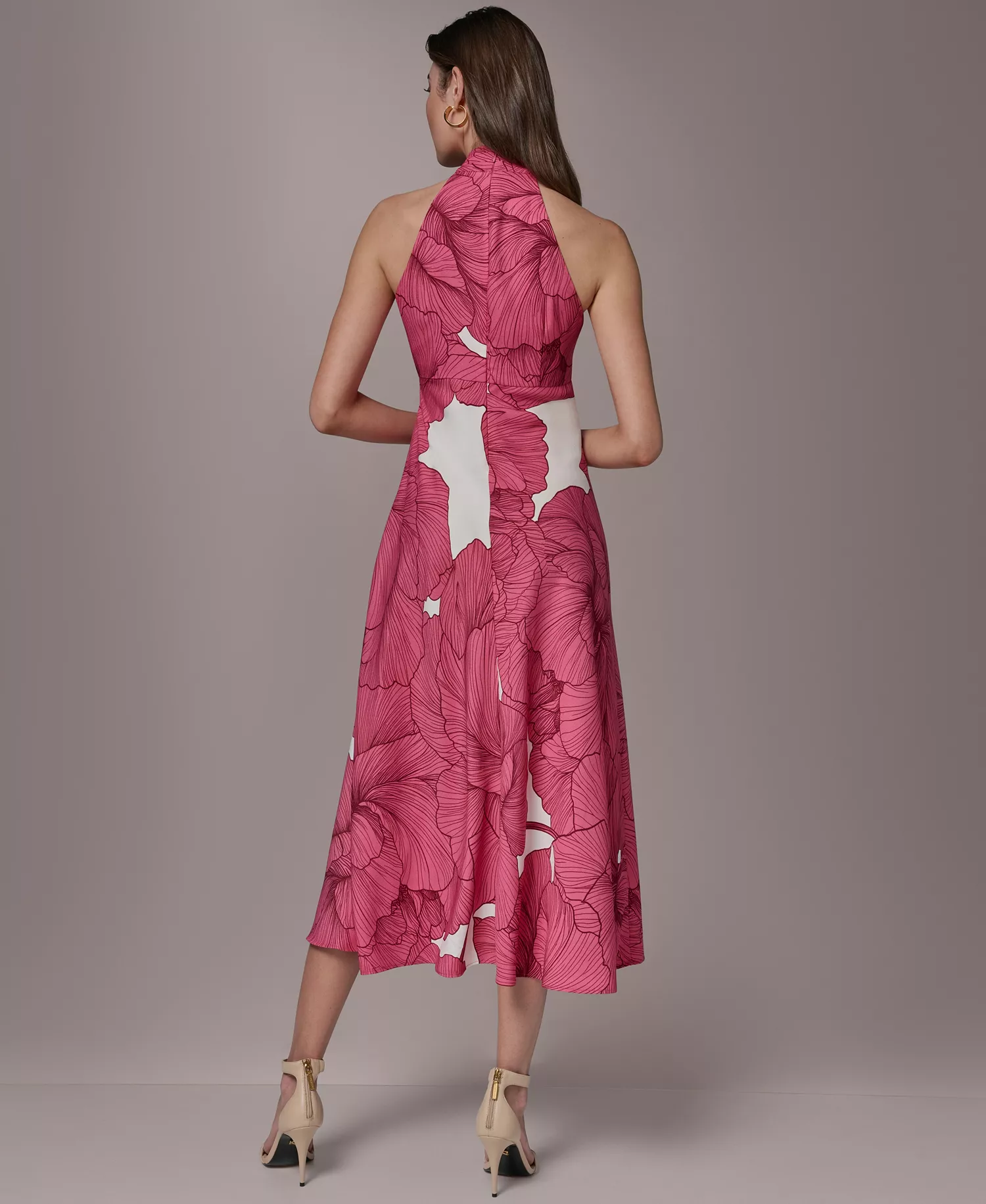 Women's Halter Neck Midi Dress - Azalea Multi - 10