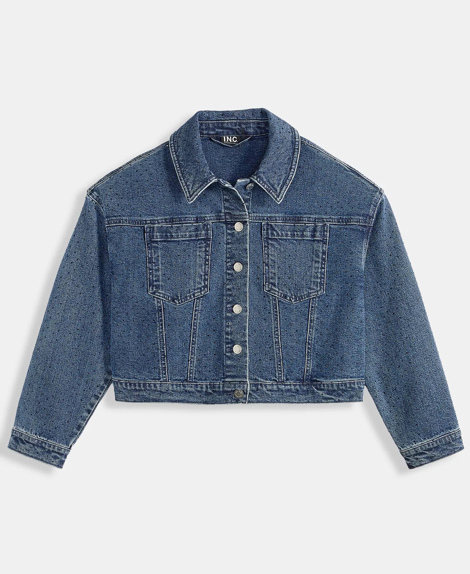 Women's Studded Denim Cotton Trucker Jacket, Macy's Exclusive - Liana Wash - L