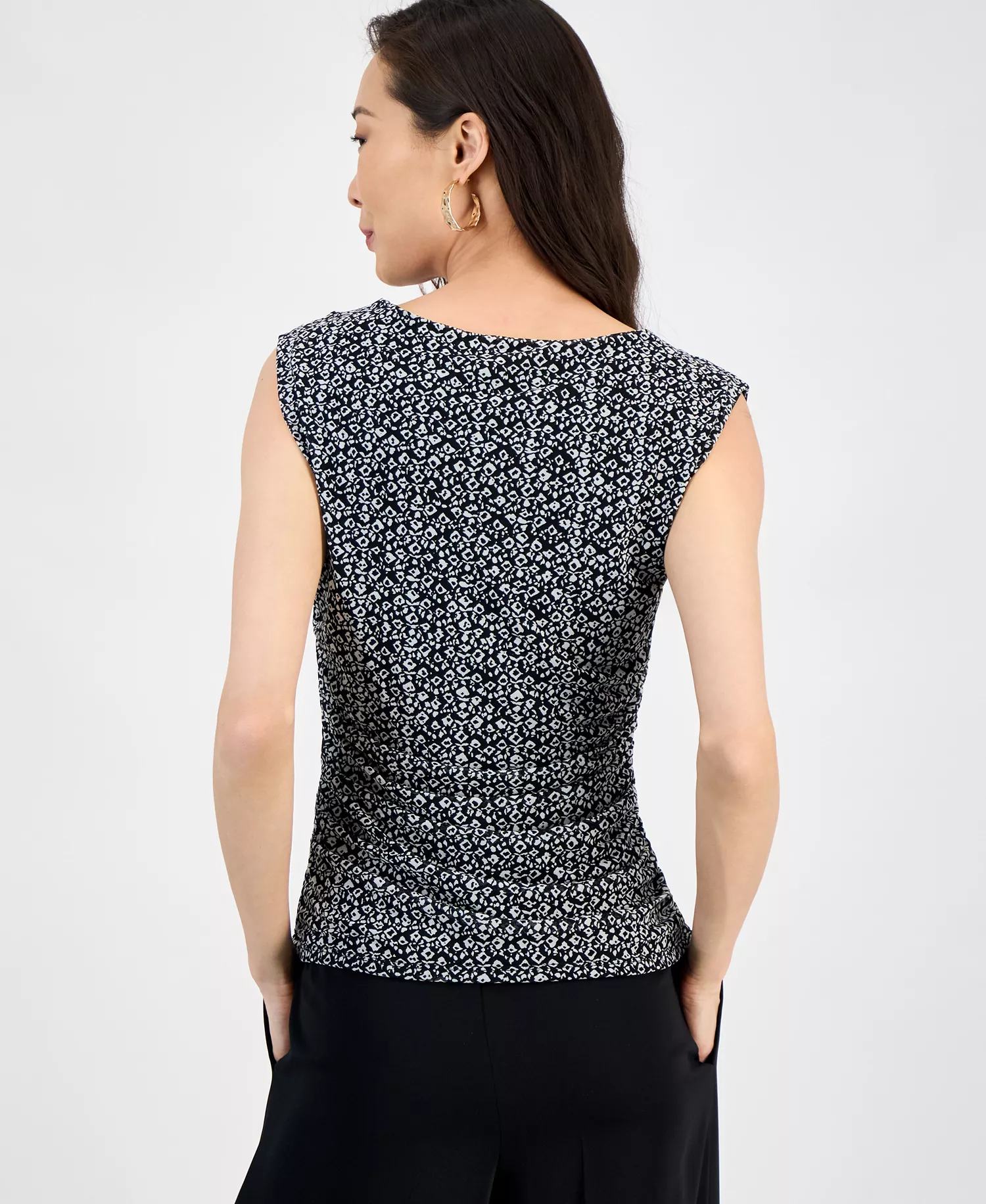 Women's Printed Mesh Tank Top, Exclusively at Macy's - Della Abstract - L