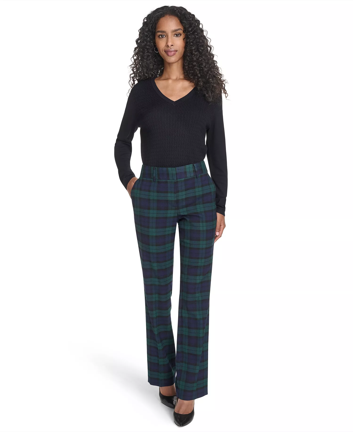 Women's Watch Plaid Bootcut Trousers - Navy Multi - 2