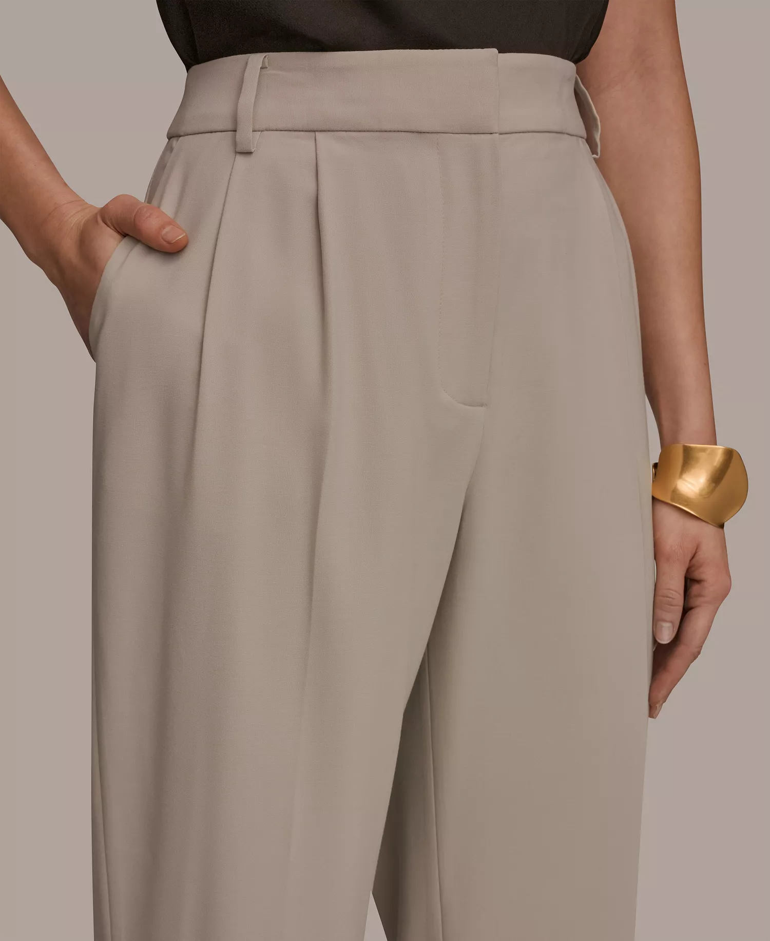 Women's Pleated Wide Leg Pants - Tuscan Gray - 10