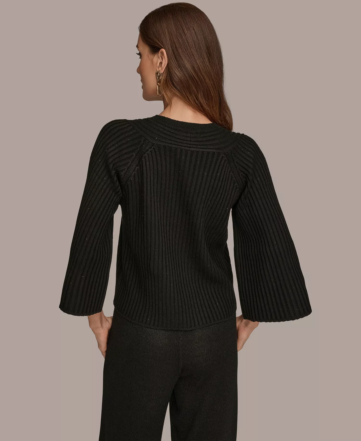 Women's Micro Sequin Embellished Sweater - Black - M