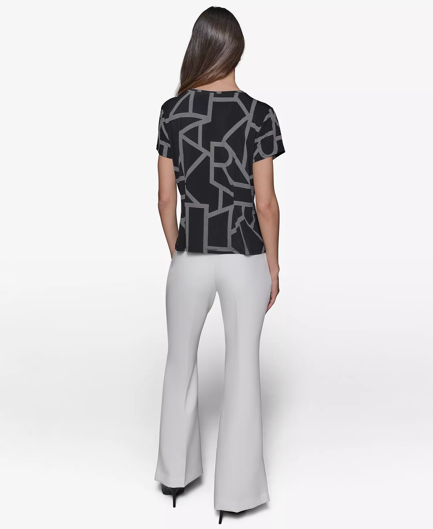 Women's Logo Peplum Knit Top - Black/ Soft White - L