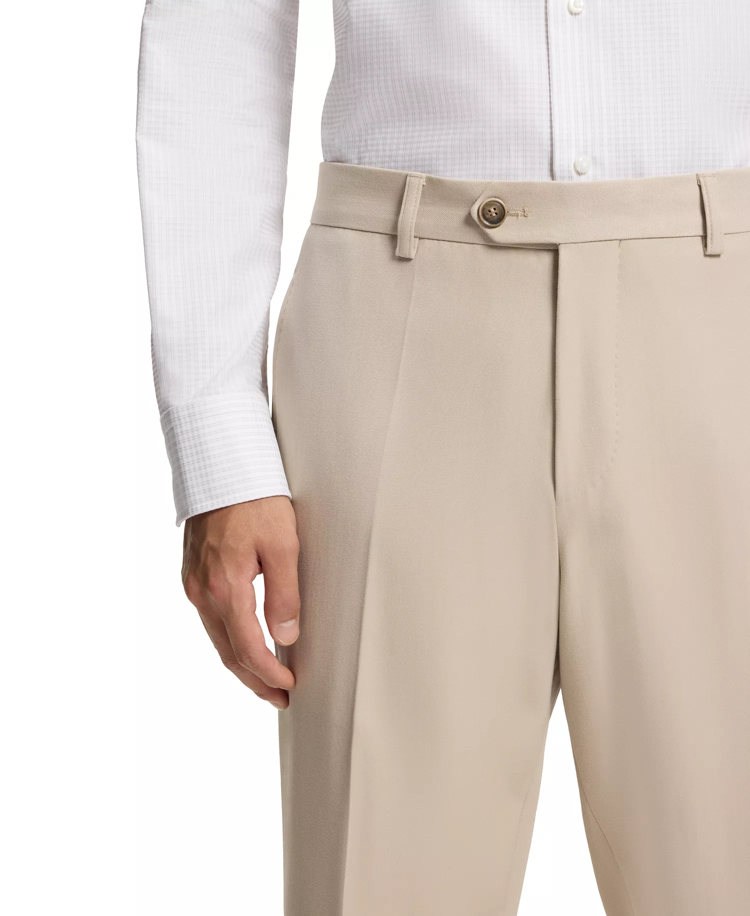 Men's Virgin Wool Cotton Tapered-Fit Pants - Dark Beige - 34R