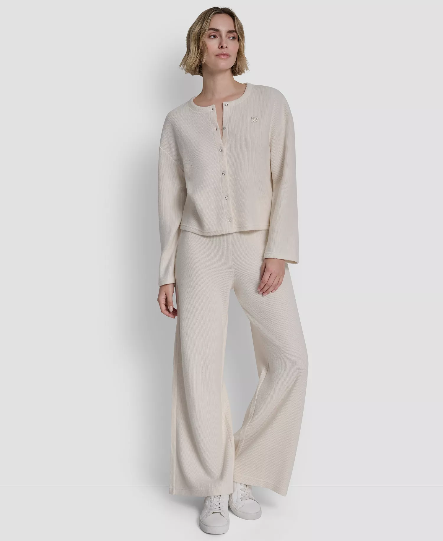 Petite Long-Sleeve Button Front Cardigan - Eggnog - PL