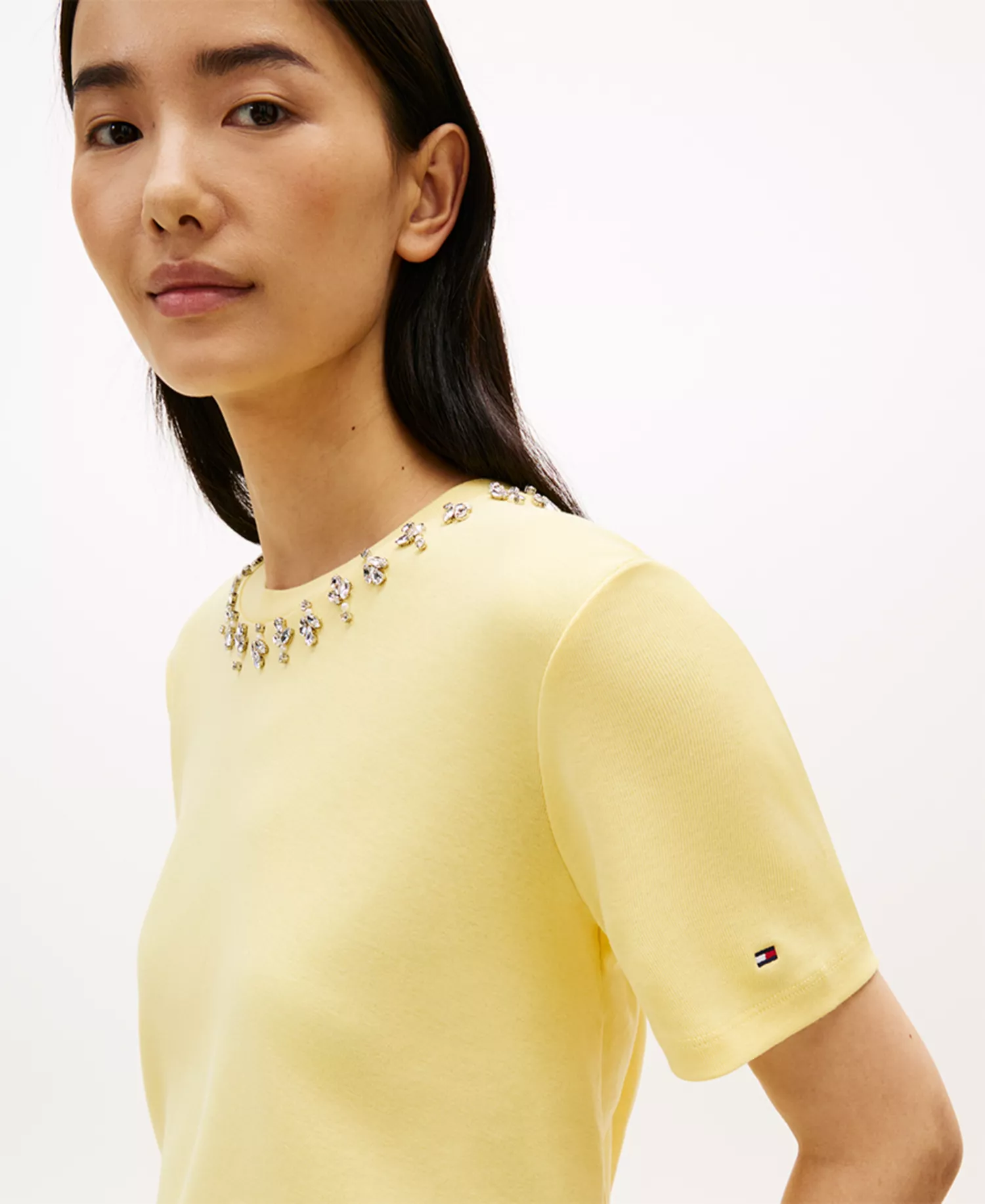 Women's Ribbed Bling T-Shirt - Citronella - L