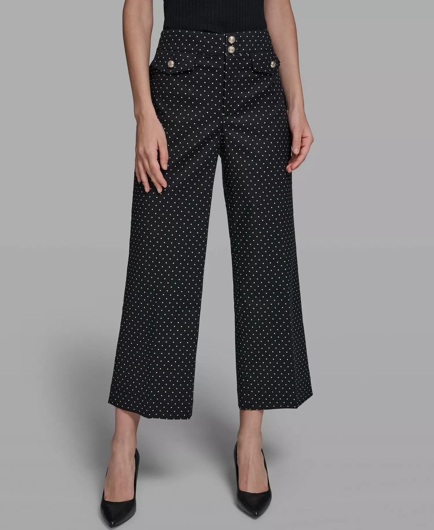 Petite Flap Pocket Ankle Pants - Black/Bisque - 10P