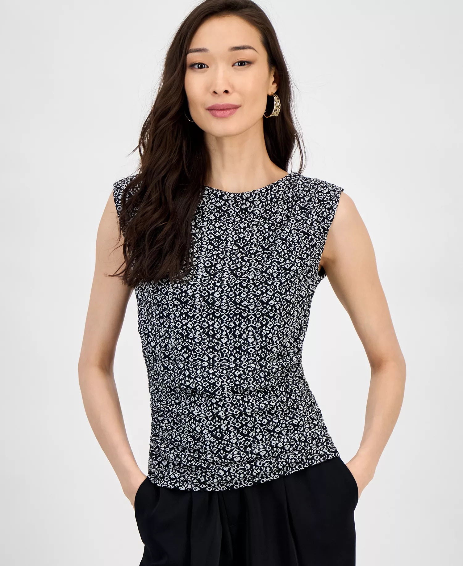 Women's Printed Mesh Tank Top, Exclusively at Macy's - Della Abstract - L