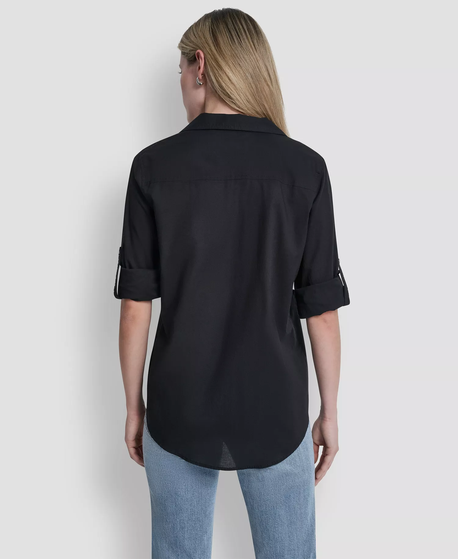 Women's Collared Neck Shirt - Black - L