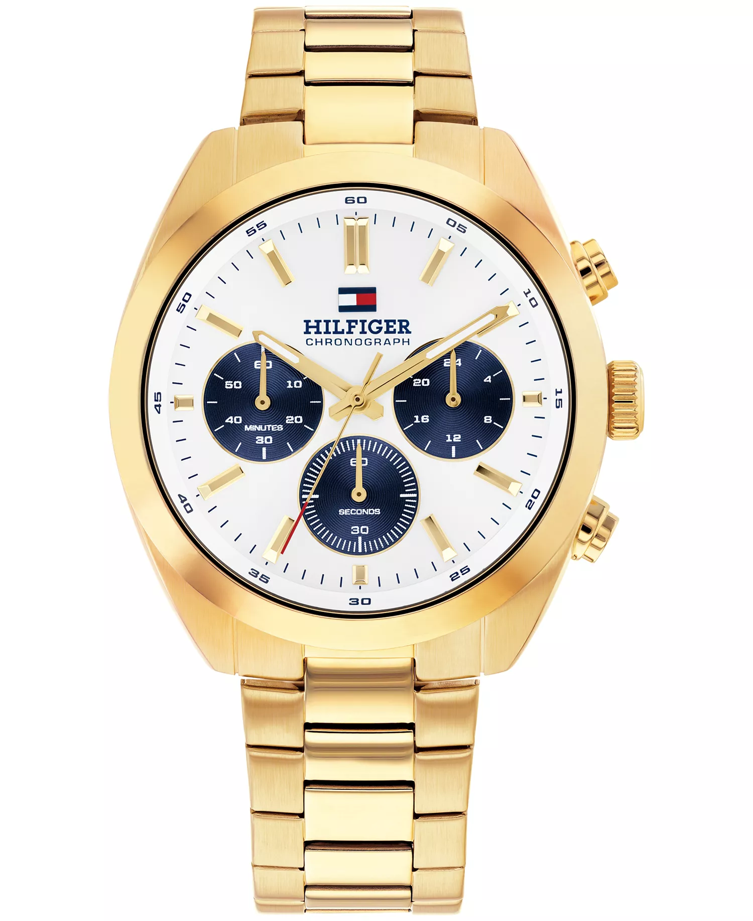 Men's Chronograph Gold Tone Stainless Steel Bracelet Watch, 40mm - Cream - 44