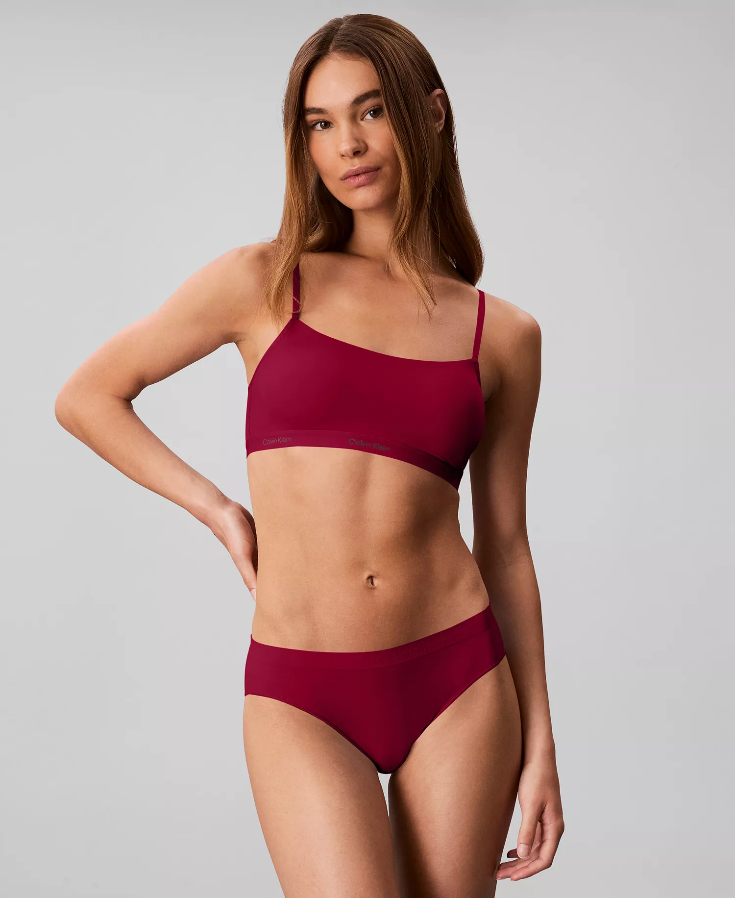 Women's Form To Body Lightly Lined Bralette Bra QF7554 - Beet Red - L