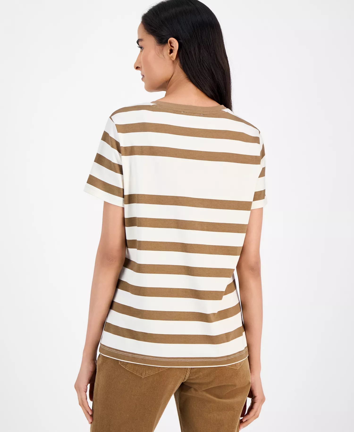 Nautica Women's Round-Neck Logo T-Shirt - White Swan/ Barley - L