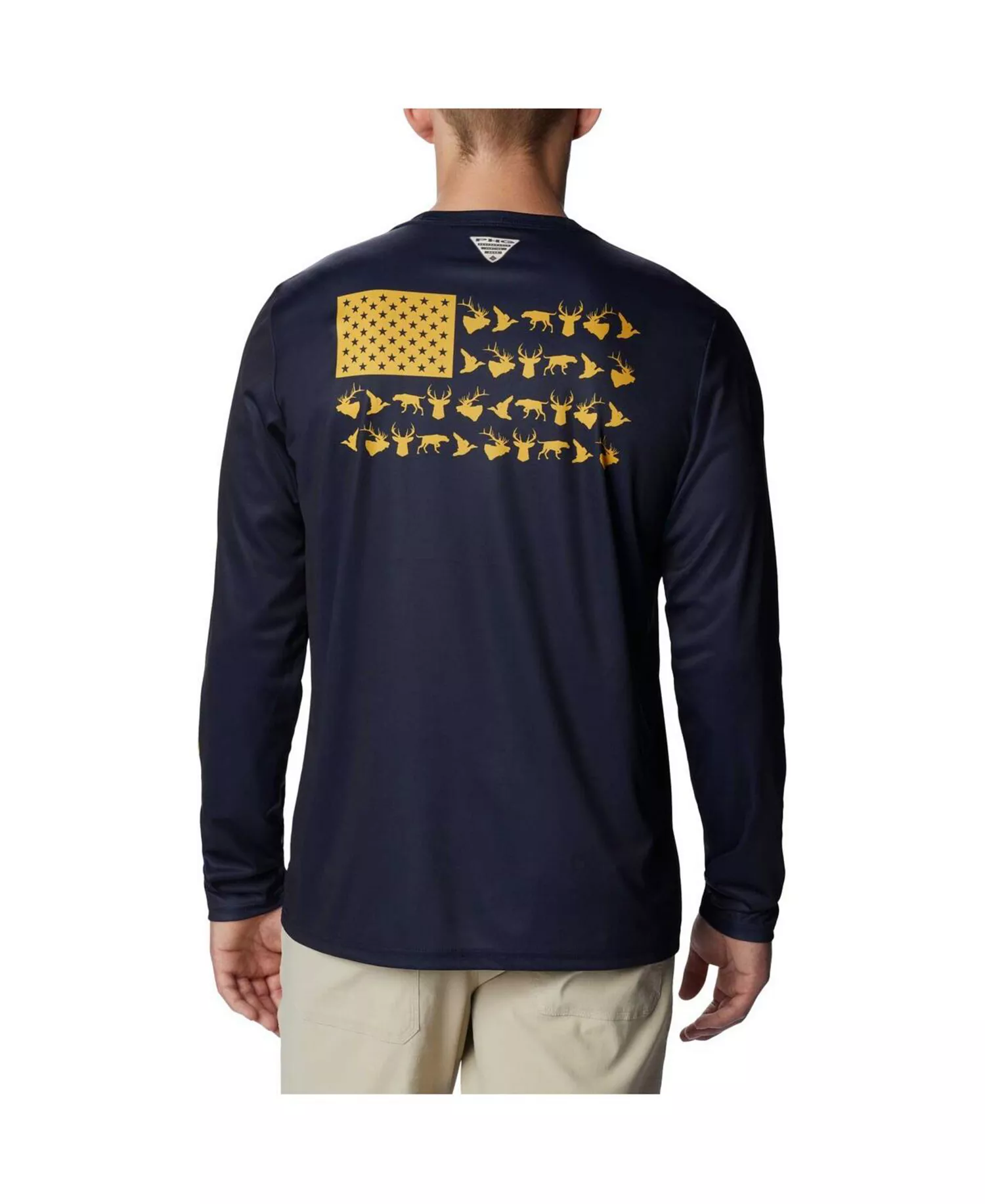 Men's Navy West Virginia Mountaineers Terminal Shot Omni-Shade Omni-Wick Long Sleeve T-shirt - Navy - L