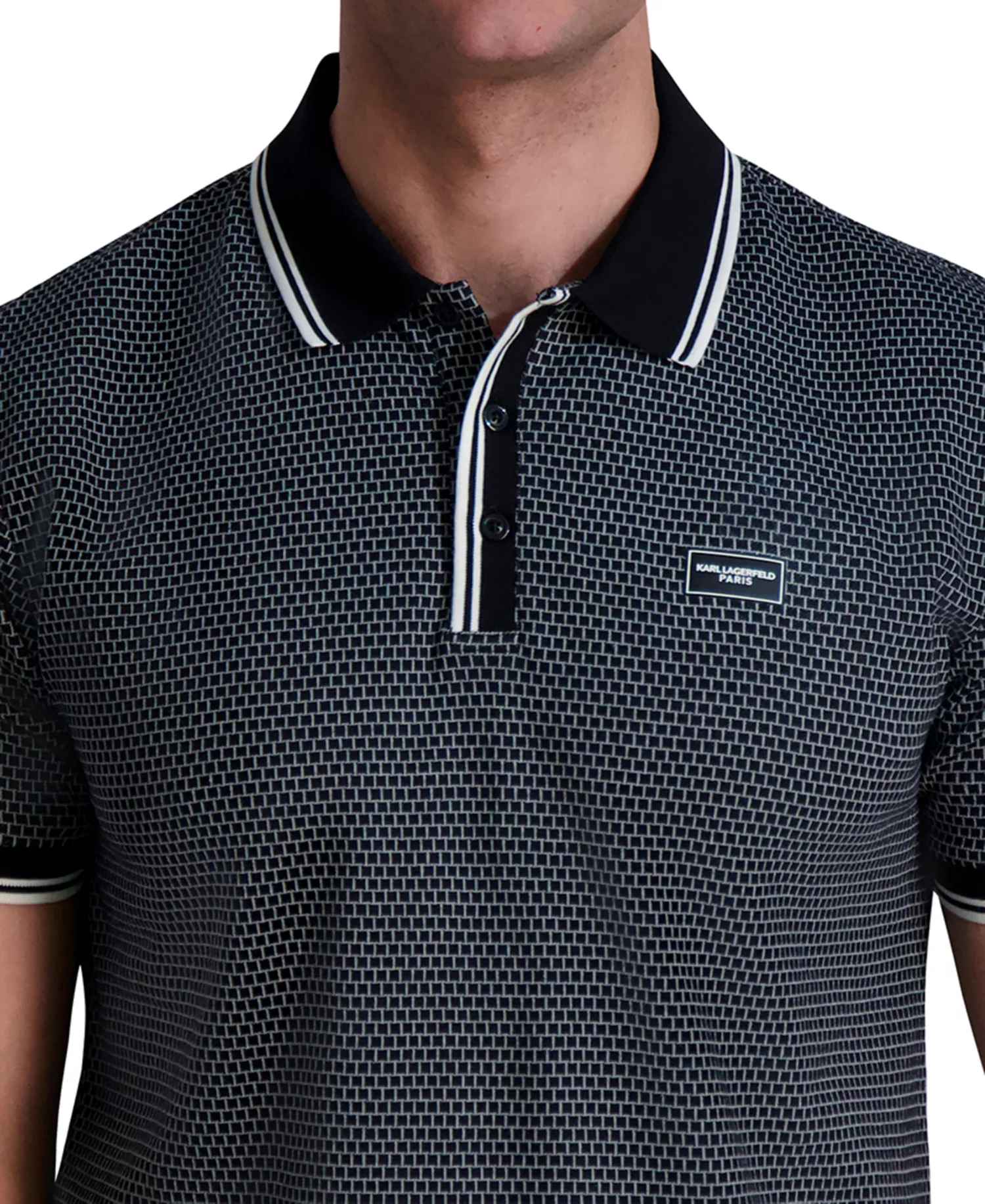 Men's Textured Performance Polo Shirt - Black - L