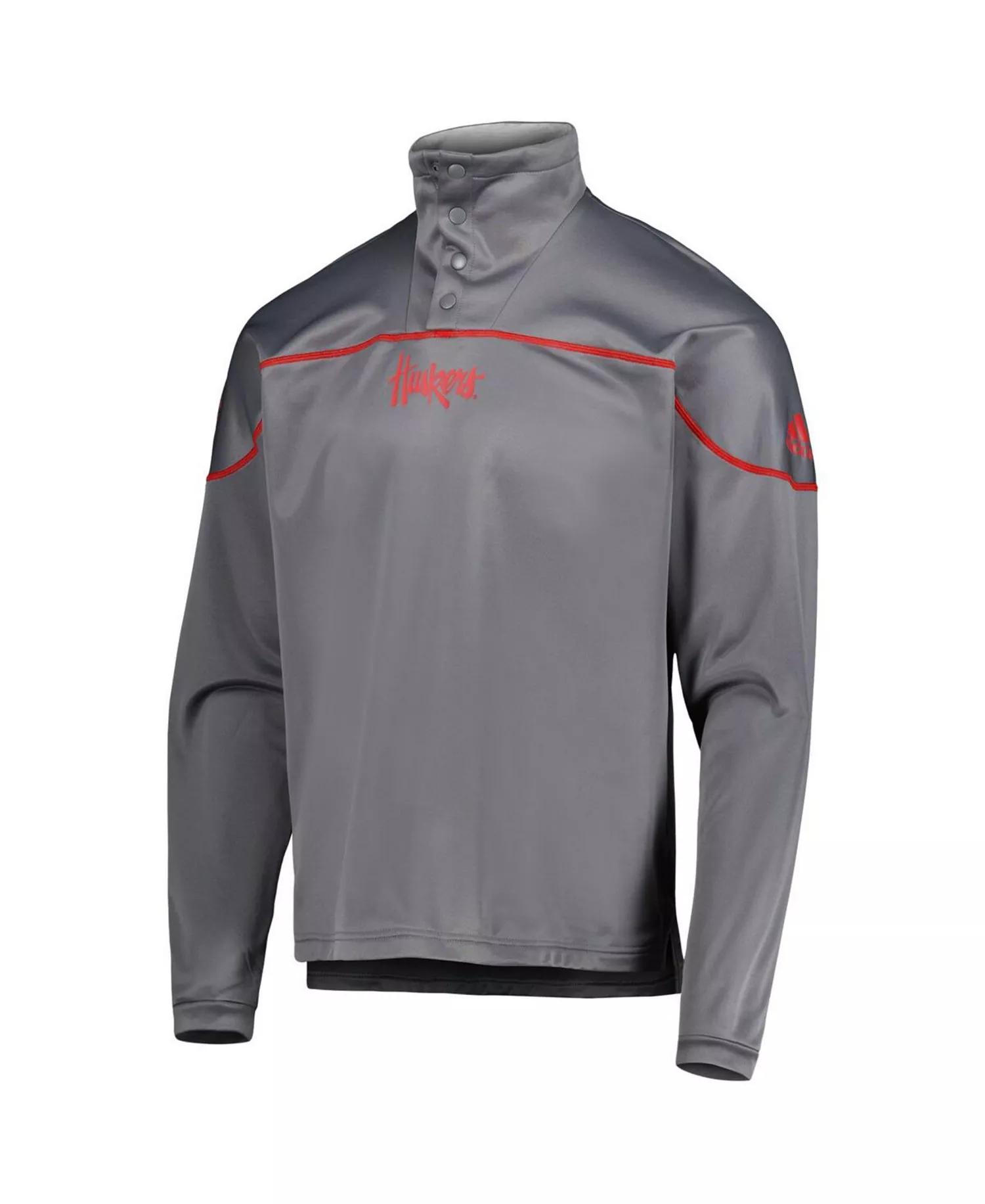Men's Gray Nebraska Huskers AEROREADY Knit Quarter-Snap Jacket - Gray - 2XL