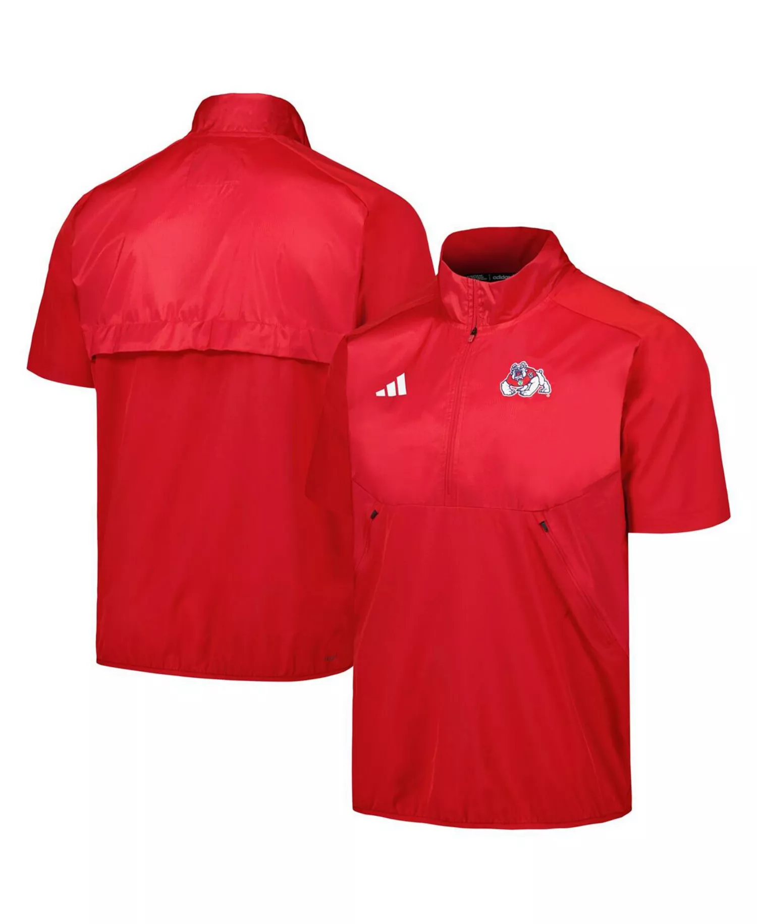 Men's Red Fresno State Bulldogs Sideline AEROREADY Raglan Short Sleeve Quarter-Zip Jacket - Red - S