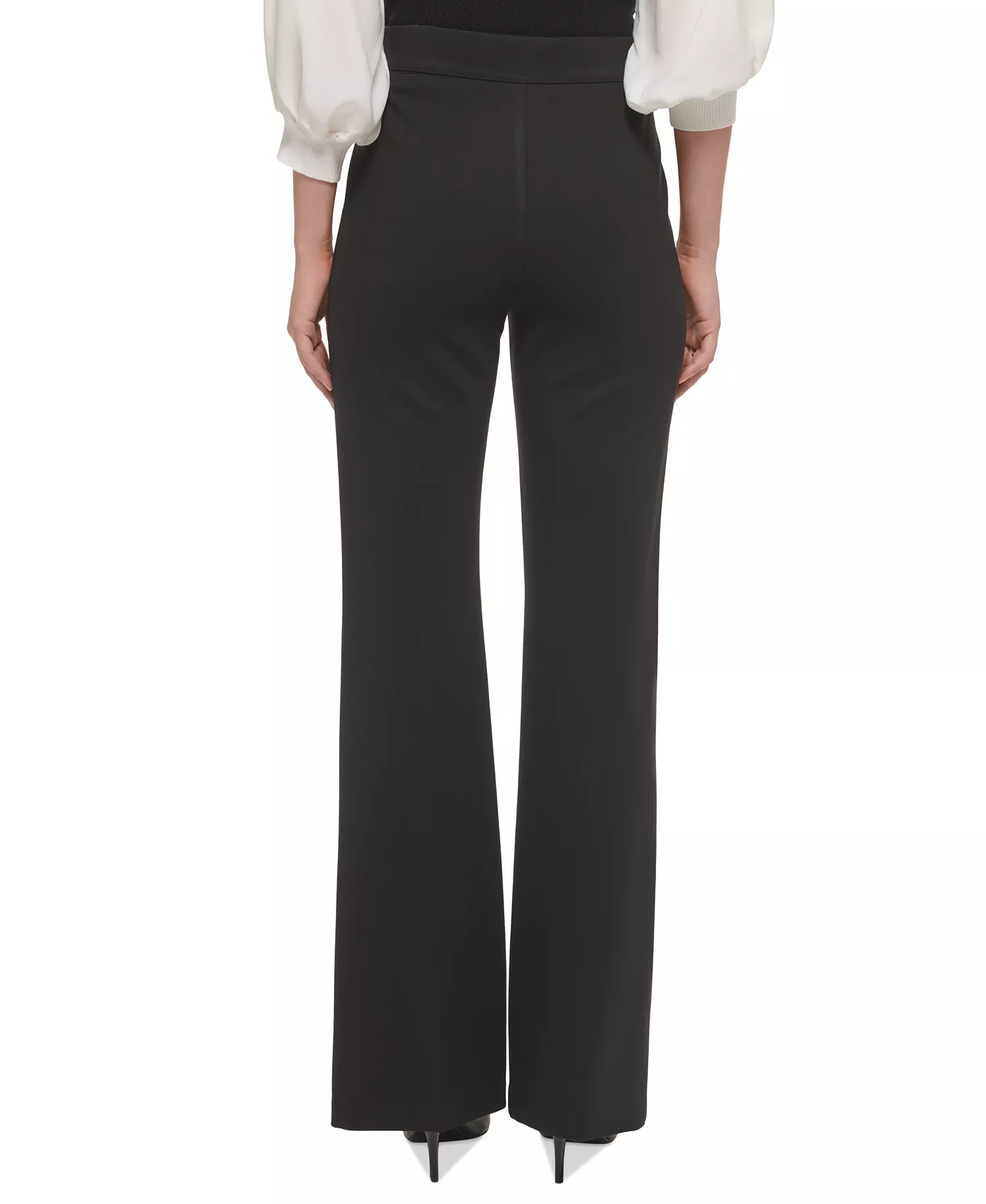 Women's Soft Ponte Knit High Rise Pull-On Pants - Black - L