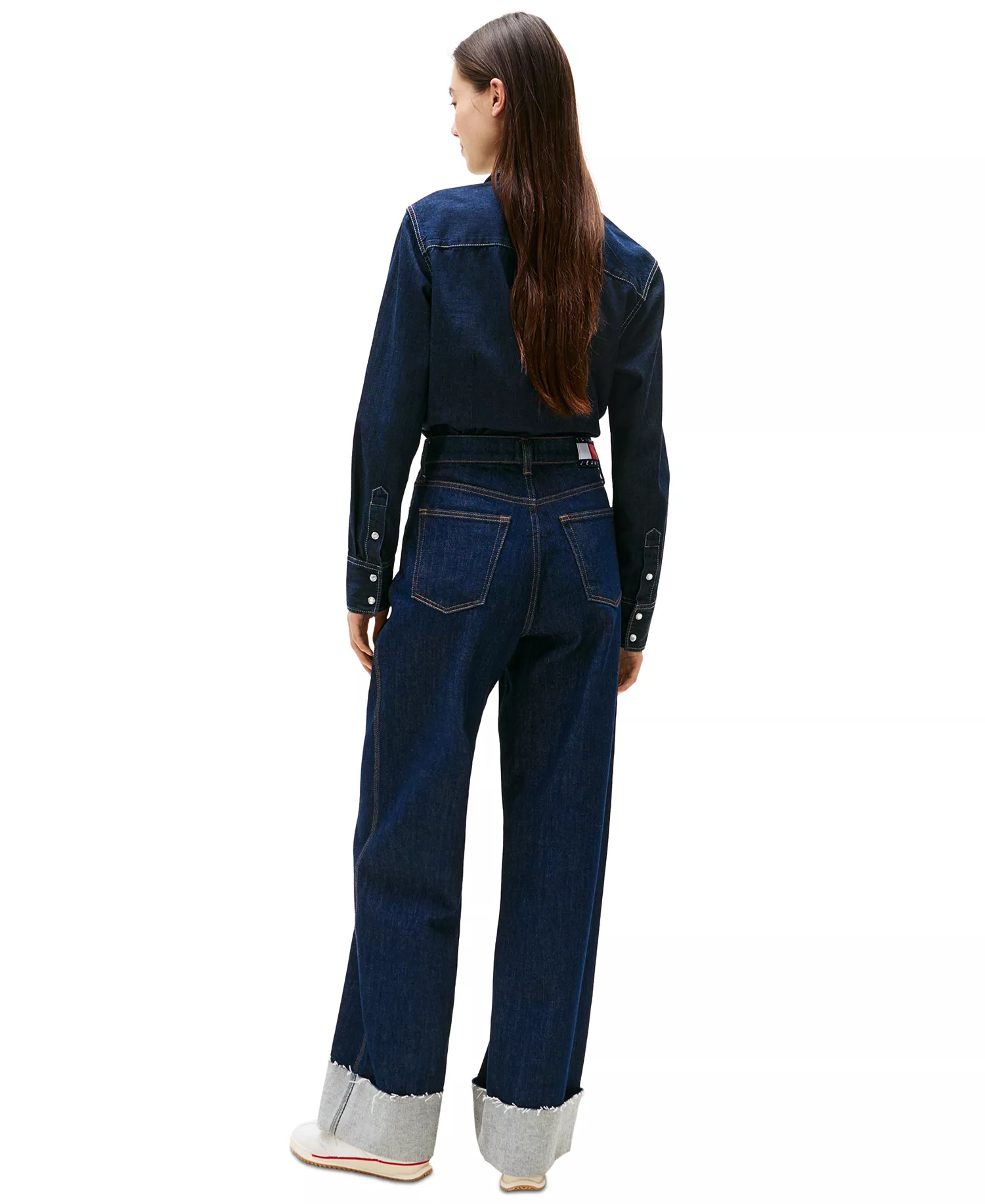 Women's Claire High Rise Cuffed Wide-Leg Jeans - Denim Dark - 24x30