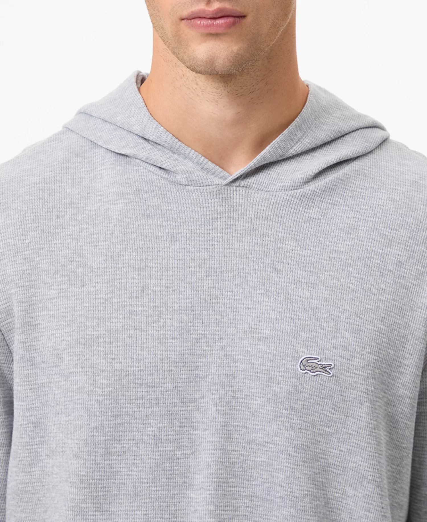 Men's Waffle-Knit Thermal Hoodie  - Black - L