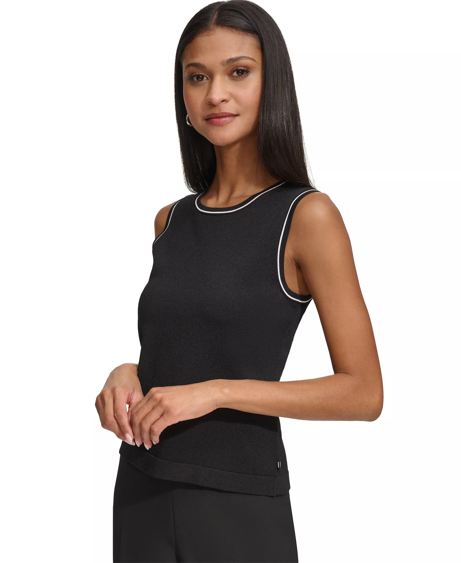 Women's Knit Tank Top - Black/Soft White - L