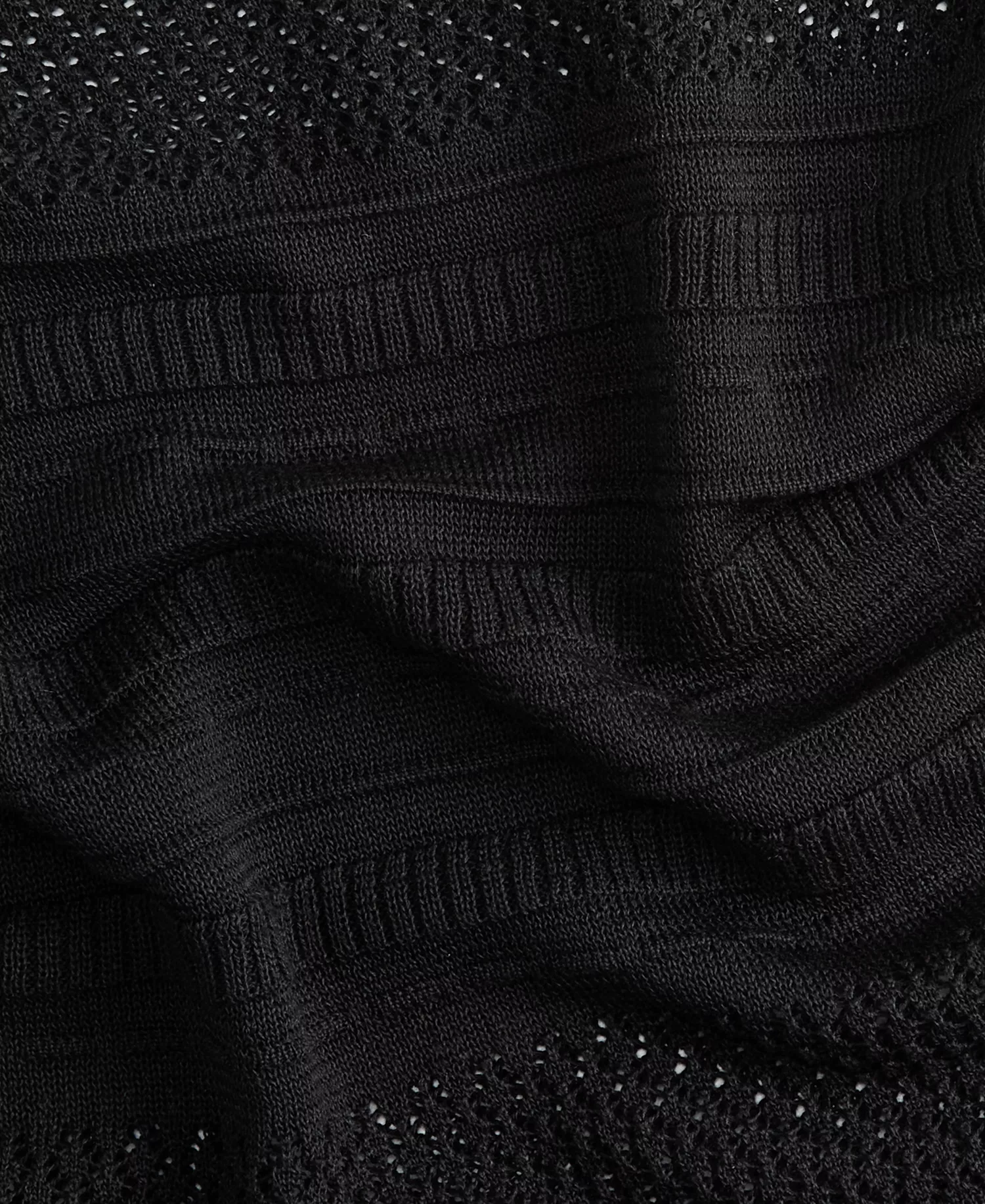 Petite Ruffle Pointelle Sweater, Macy's Exclusive  - Deep Black - P/L