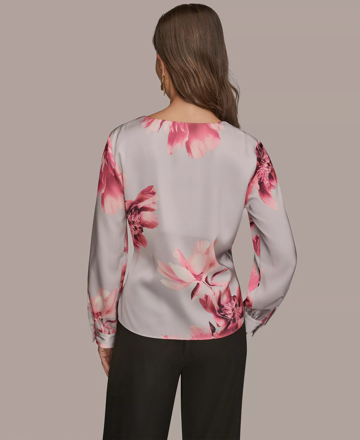 Women's Floral Print Long-Sleeve Top - Pink Sands Multi - L