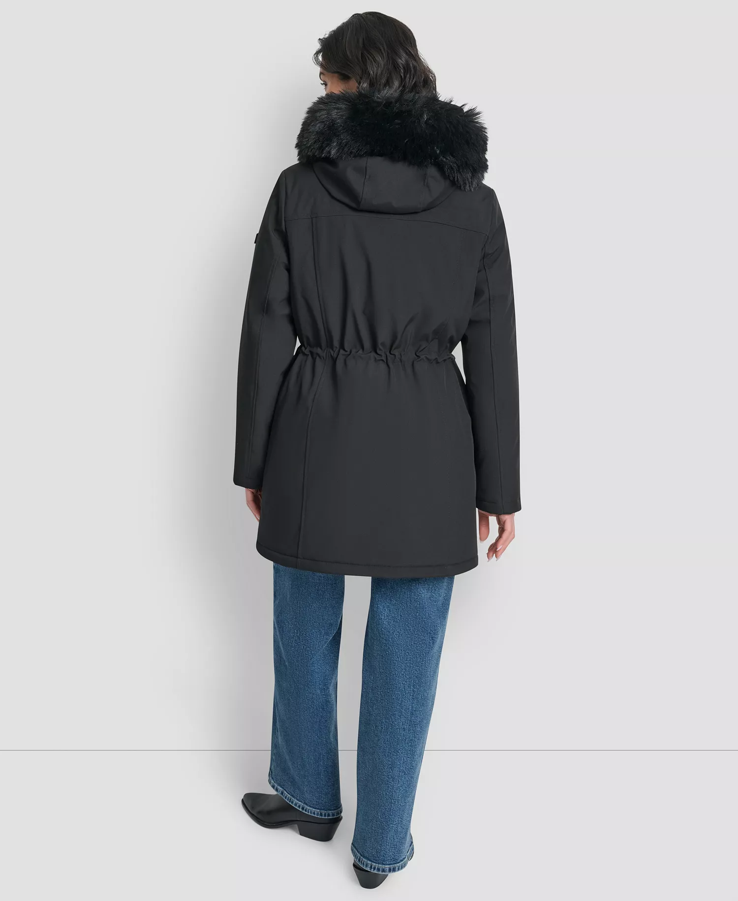Women's Trim Hooded Anorak Puffer Coat - Black - L