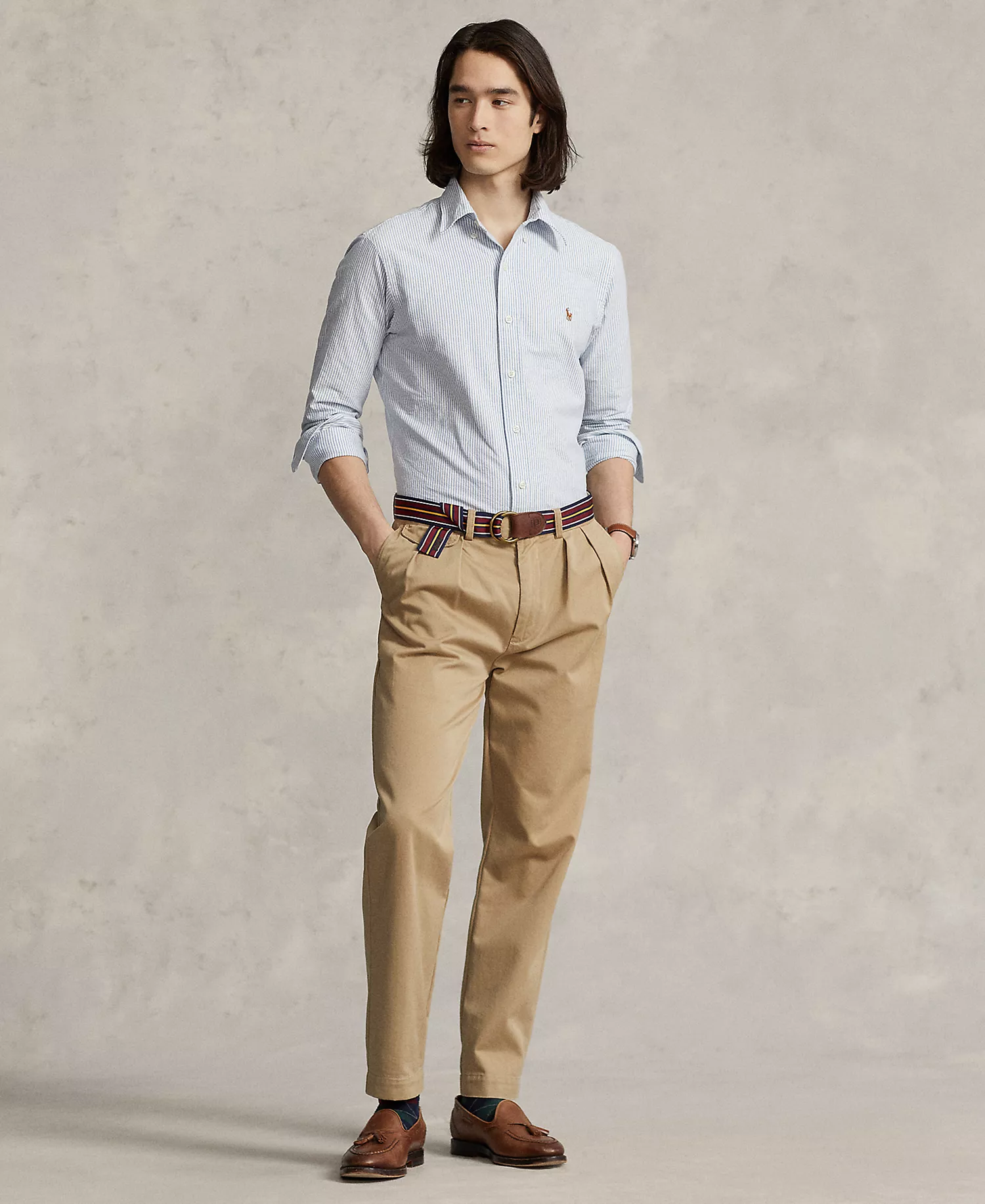 Men's Custom Fit Oxford Shirt - Blu/wht - 2XL