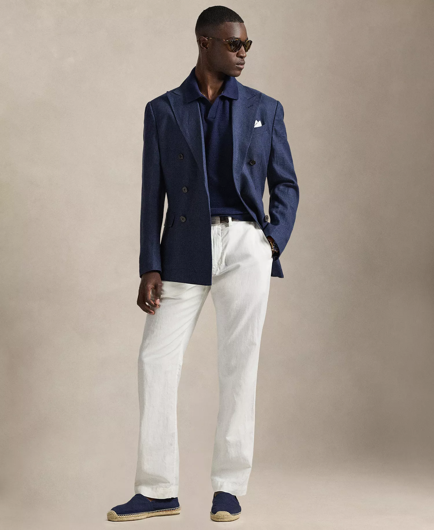 Men's Short-Sleeve Textured  Sweater Polo Shirt - Bright Navy - 2XL