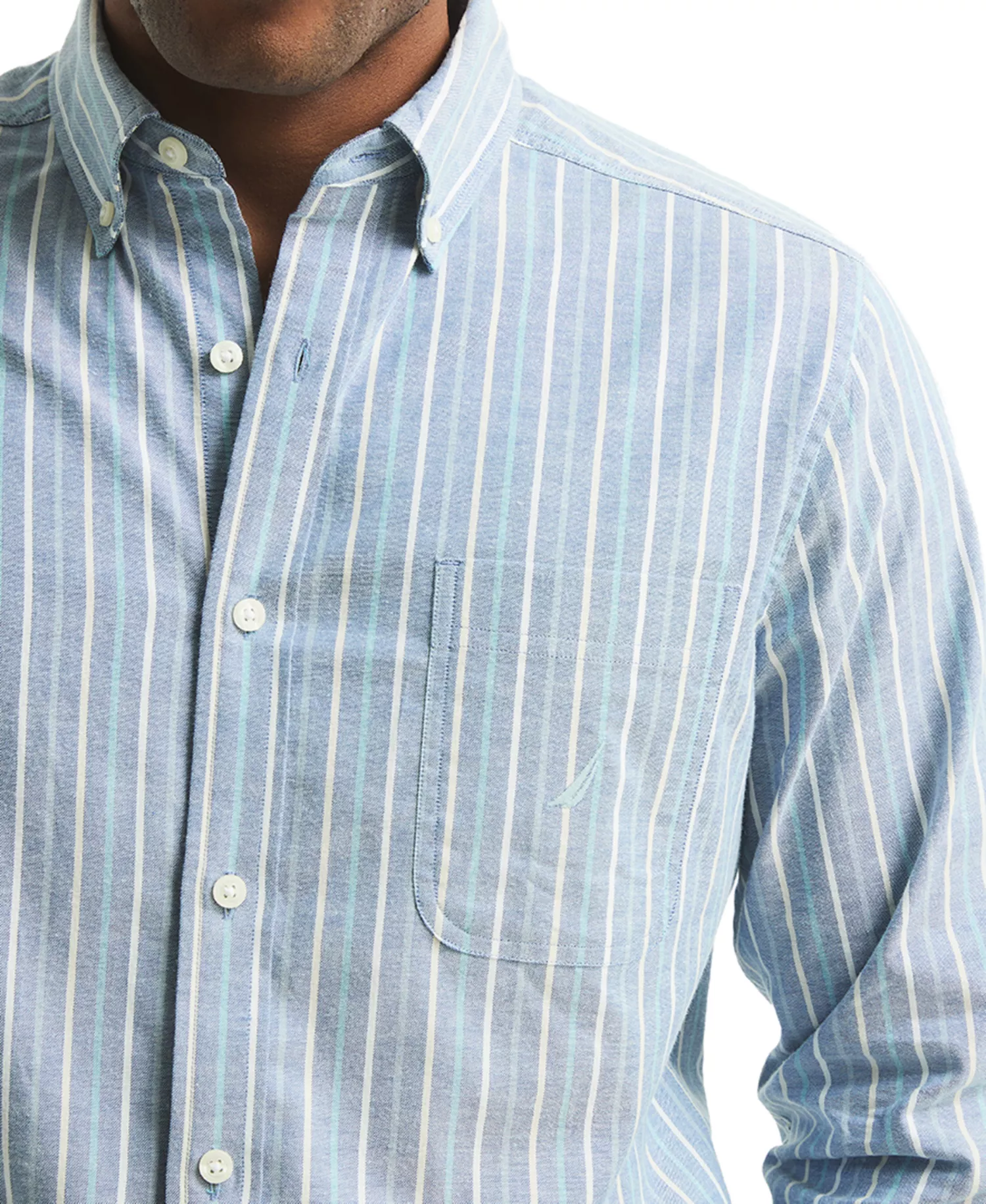 Men's Long Sleeve Striped Button-Down Shirt - Limoges - 2XL