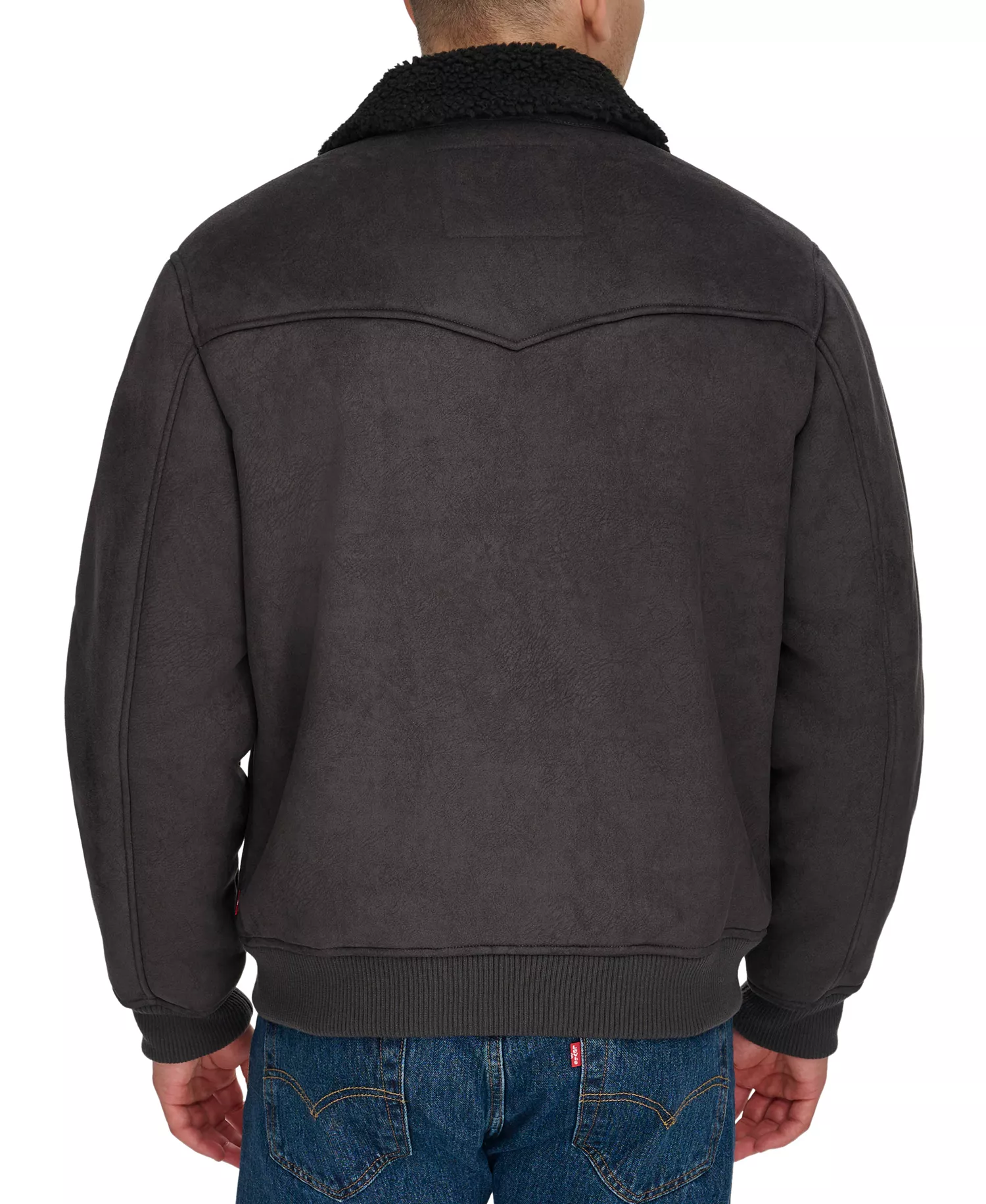 Men's Faux-Shearling Full-Zip Bomber Jacket - Black - M