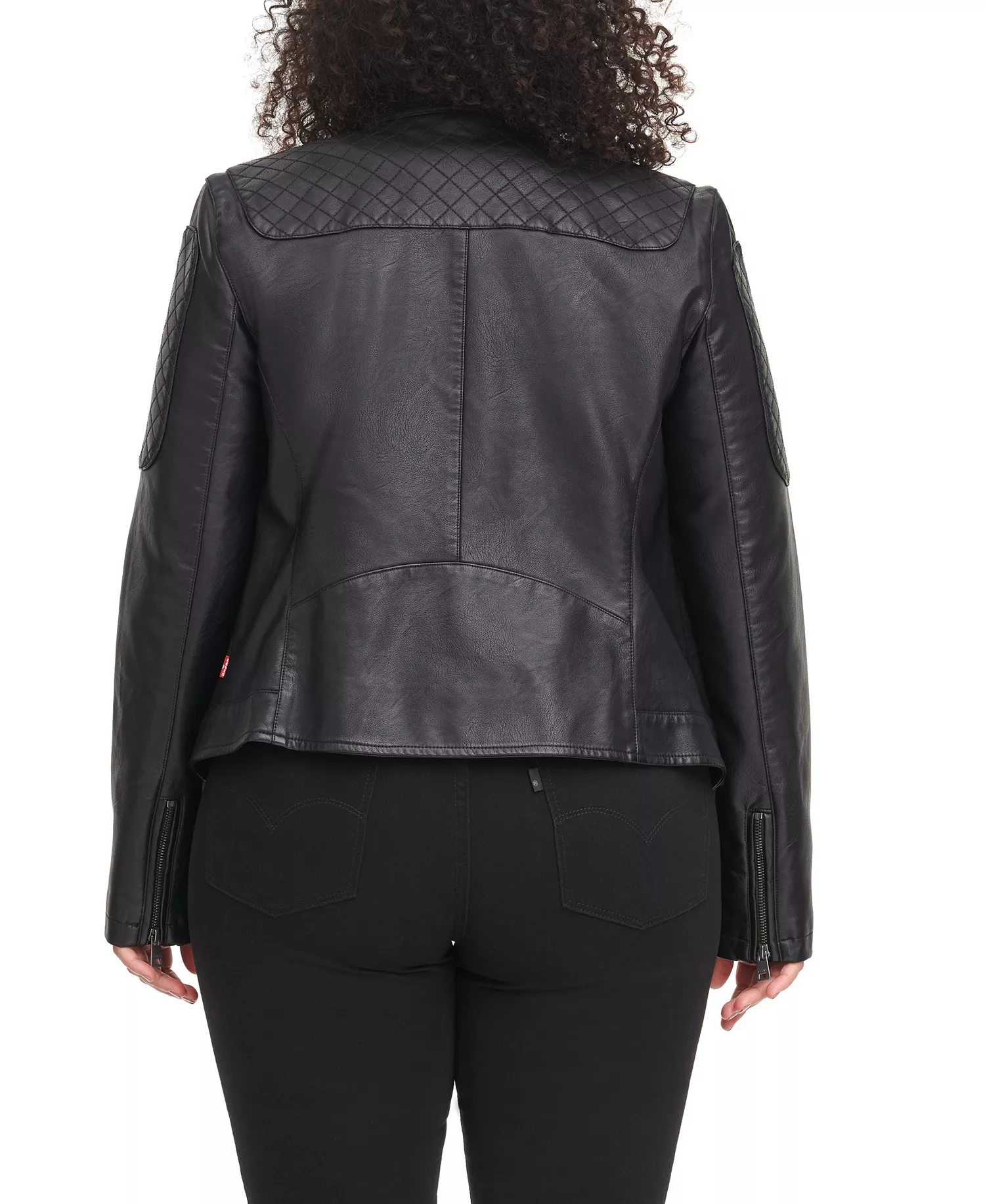 Plus Size Faux Leather Motocross Racer Jacket - Black - 1X