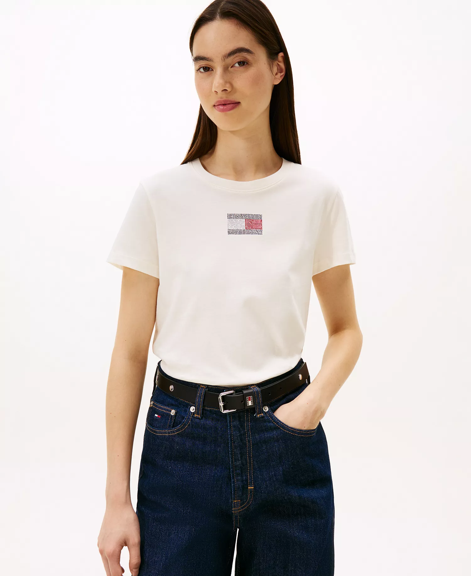 Women's Regular Fit Party Flag T-Shirt - Ancient White - XXS