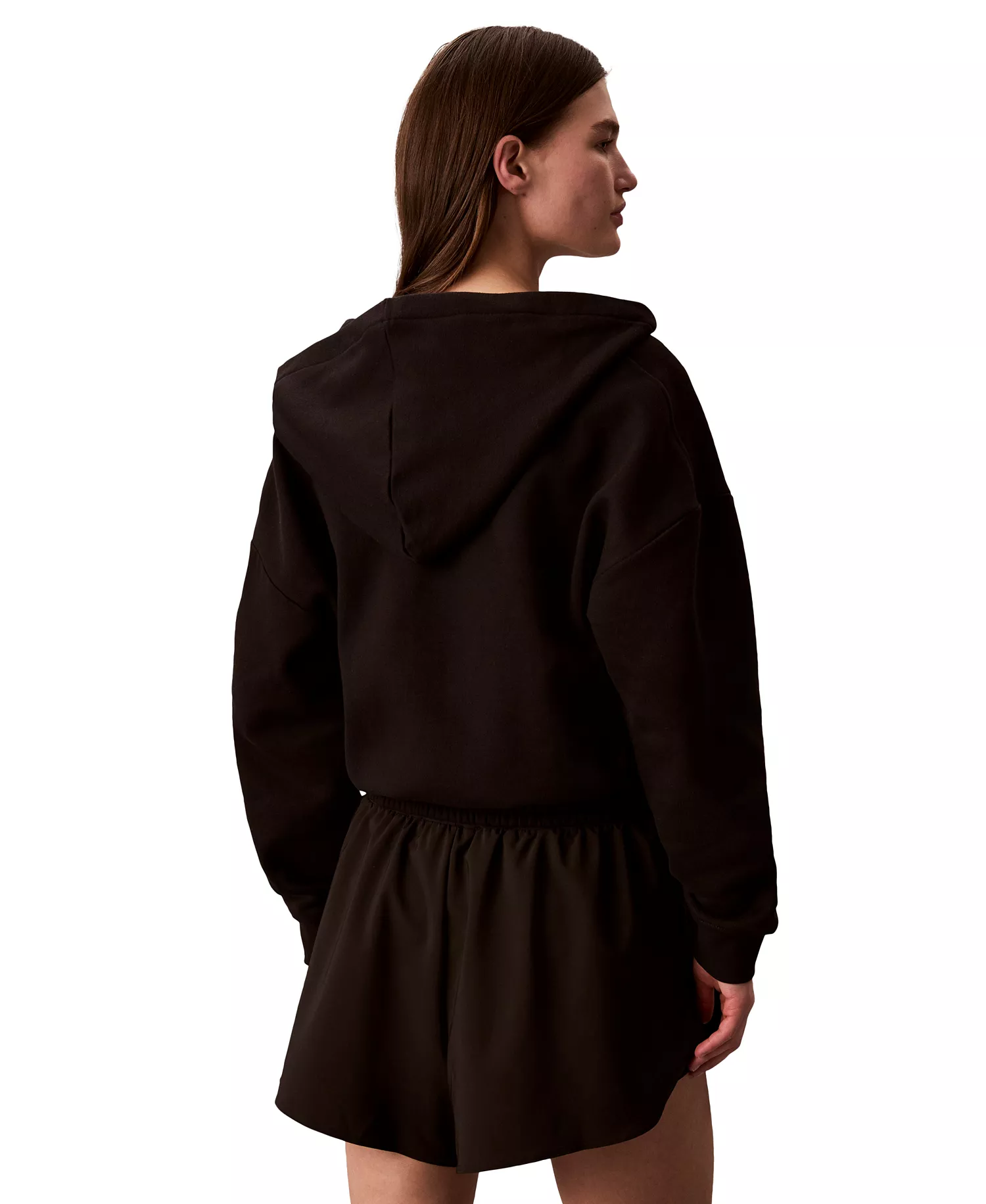 Women's Brushed French Terry Full Zip Hoodie - Black - 2XL