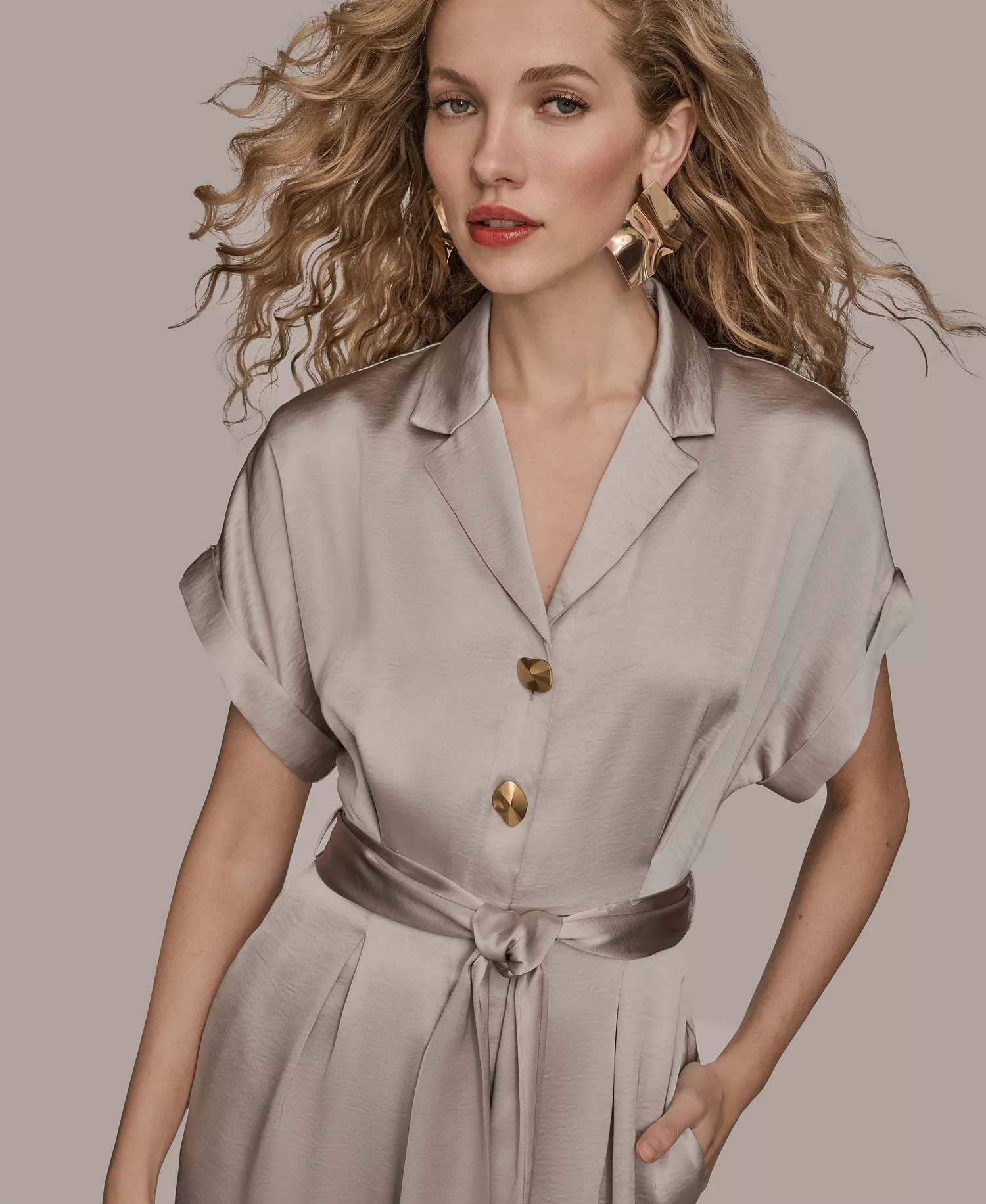 Women's Satin Wide Leg Jumpsuit - Vapor - 10