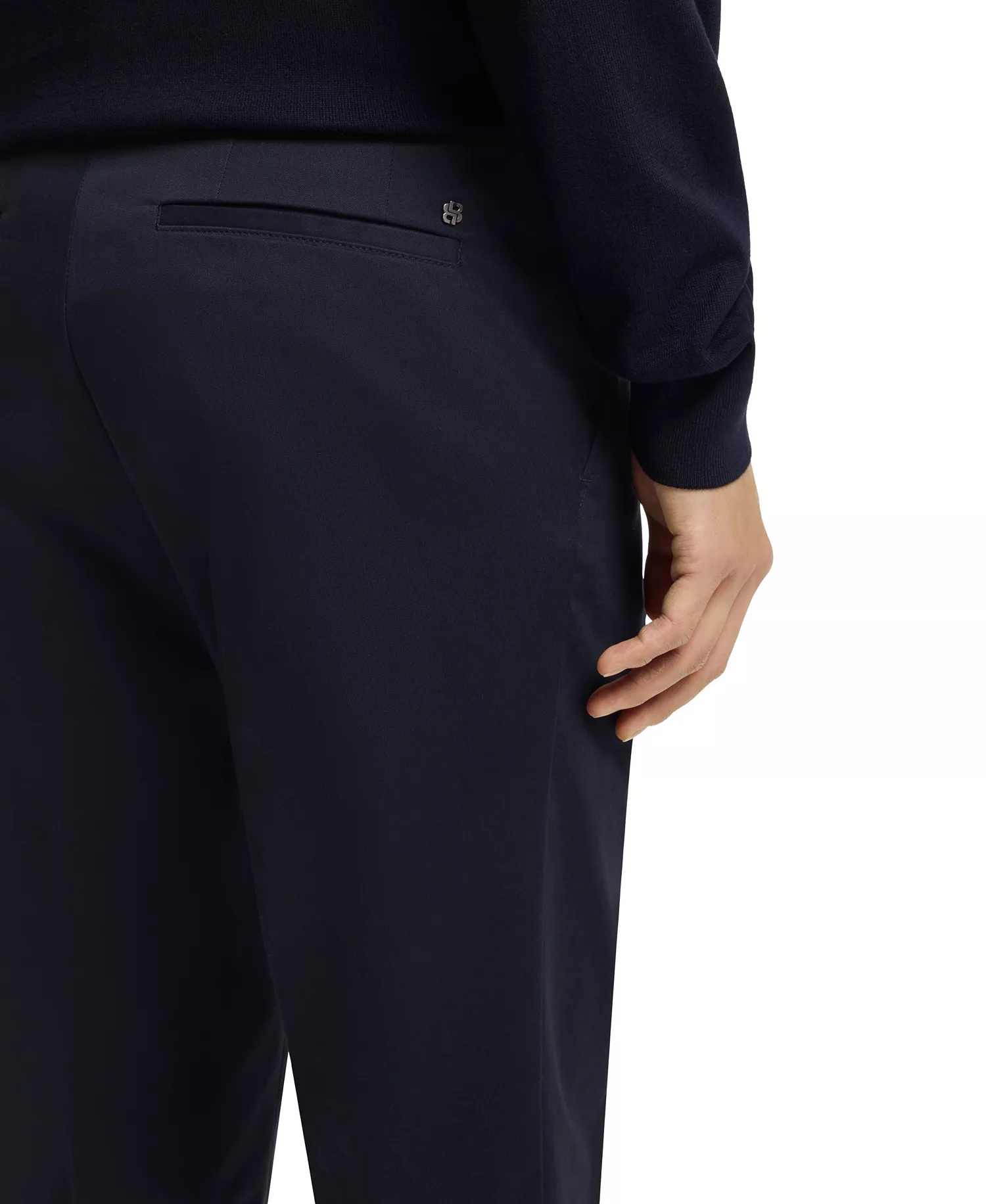 Men's Washable Stretch Cotton Slim-Fit Pants - Dark Blue - 32R