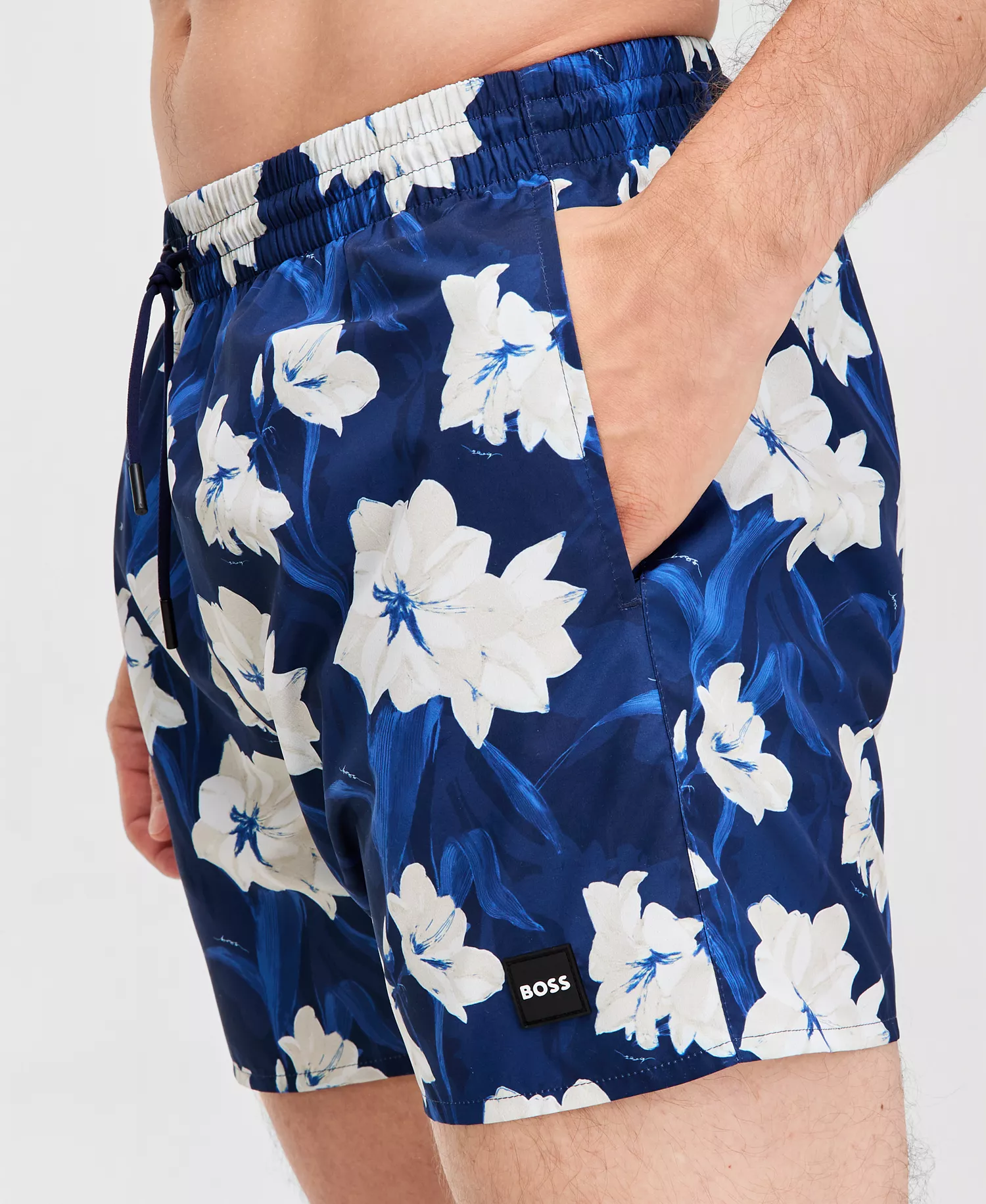 BOSS by Men's Tropical Print 5" Swim Shorts & Tropical Printed Button-Down Swim Shirt - Blue Floral - 2XL