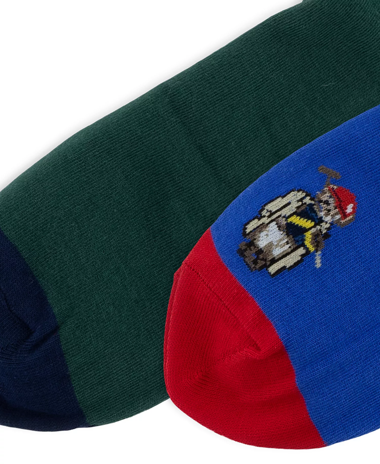 Men's Polo Society Mini Bear Crew Socks, 2-Pack - Royal/Green - 10-13