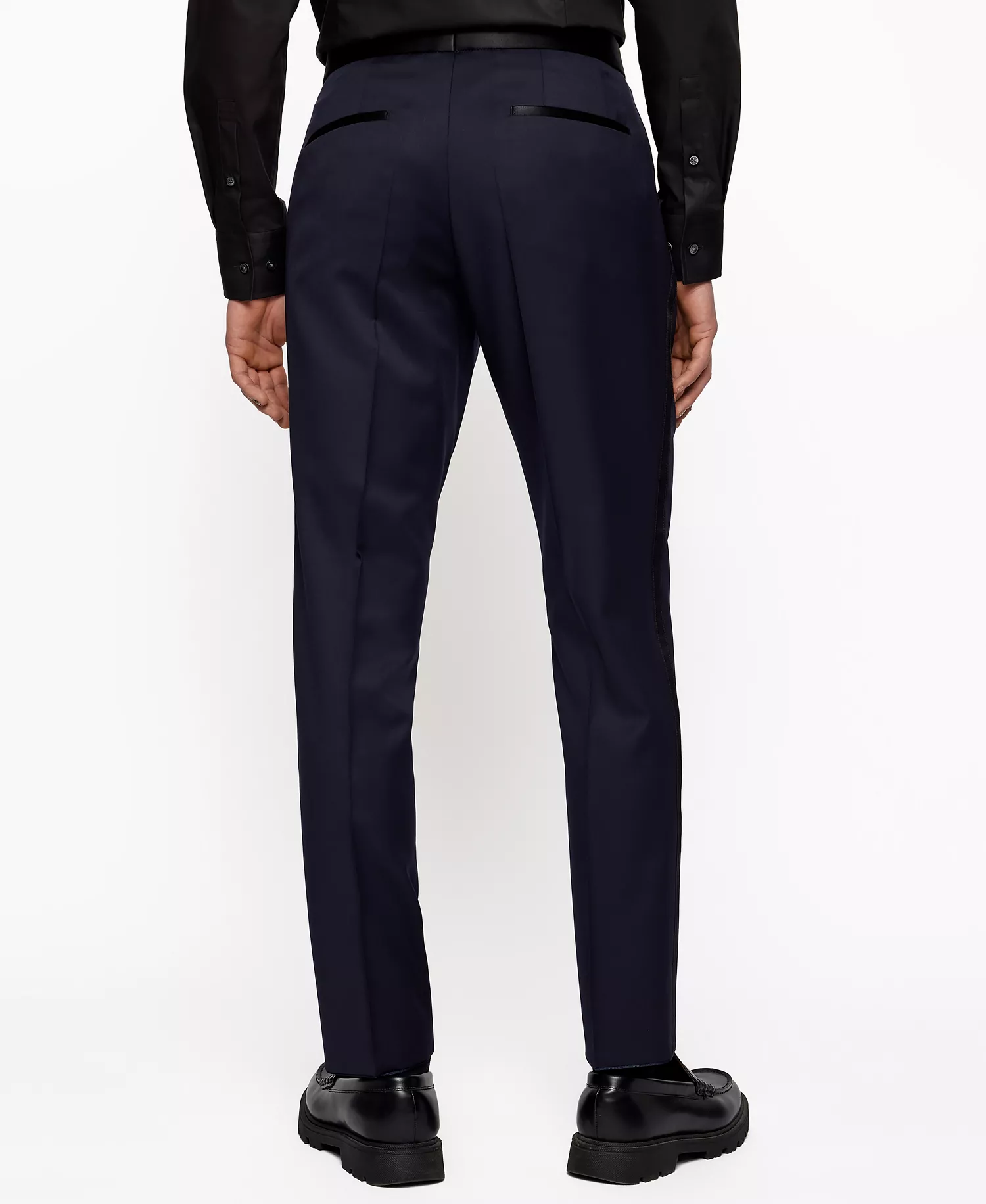 Men's Slim-Fit Tuxedo Trousers - Dark Blue - 30R