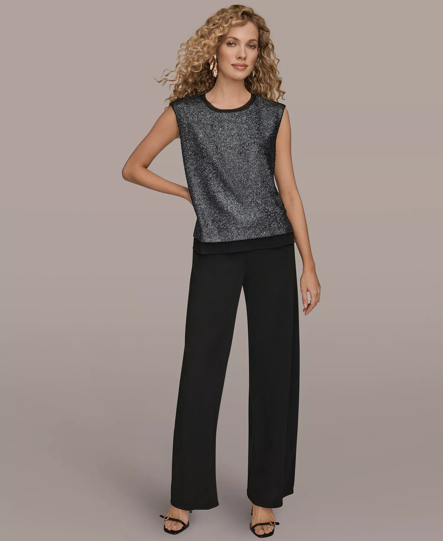 Women's Sleeveless Top - Black Iridescent - L