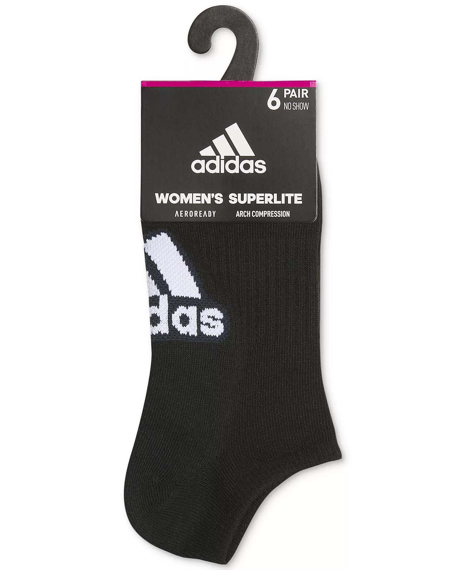 Women's 6-Pk. Superlite Classic No Show Socks - Black/Grey/White - 9-11