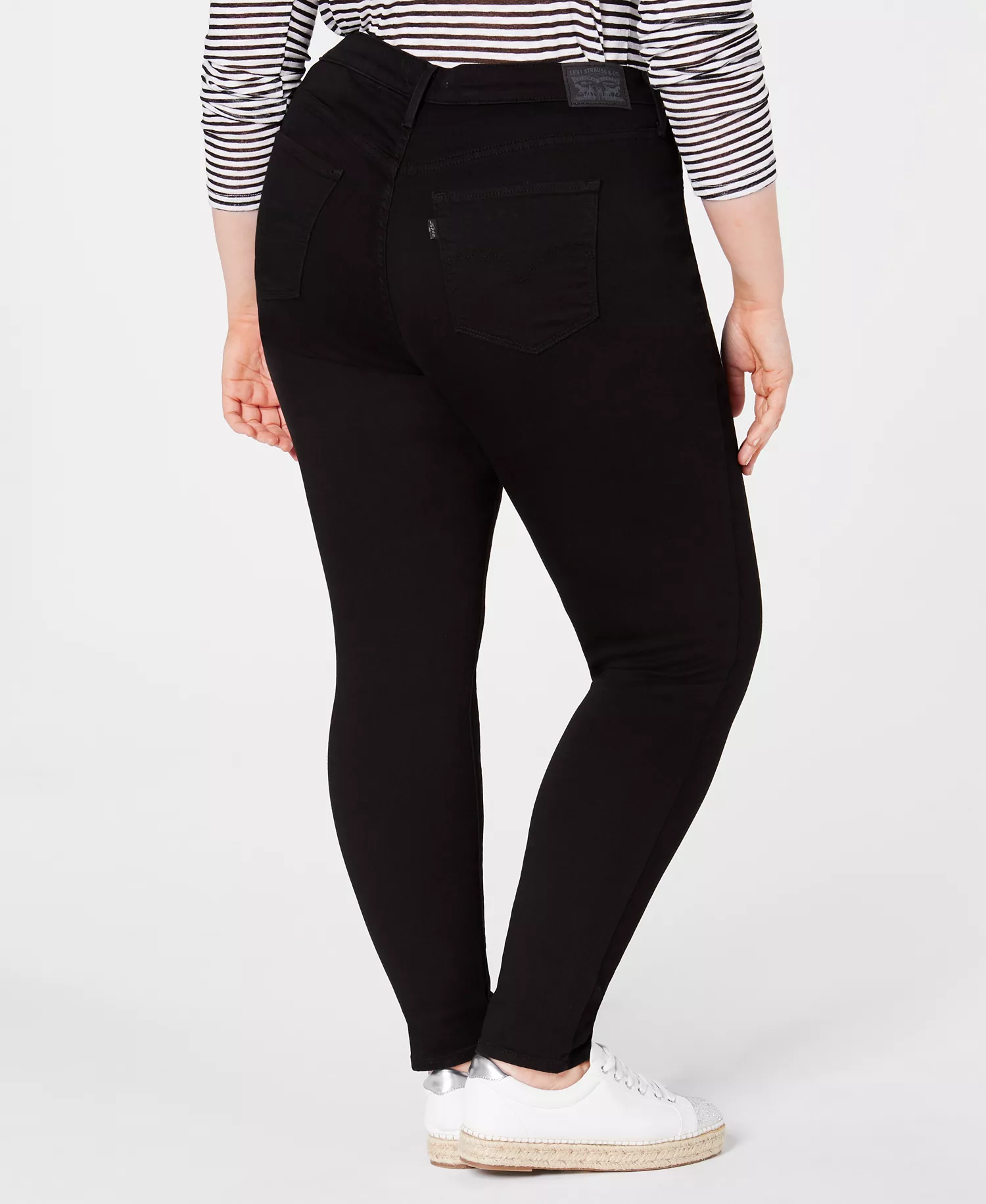 Trendy Plus Size 721 High-Rise Skinny Jeans - Black Peony - 14W