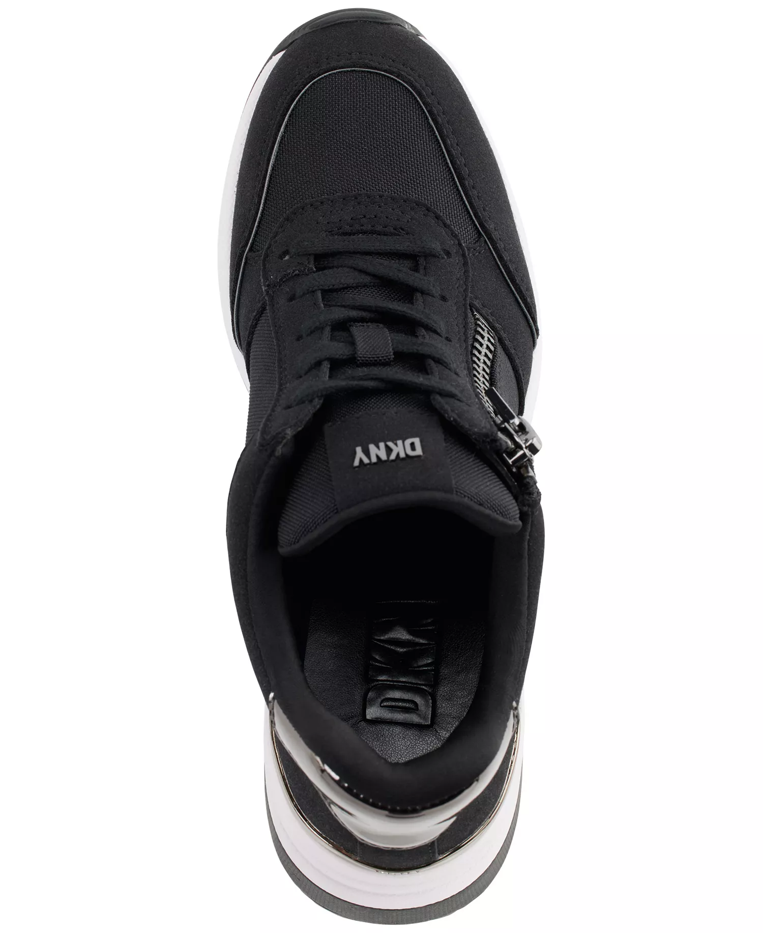 Kaden Lace-Up Zip Wedge Sneakers - Black/ Dark Gunmetal - 10M